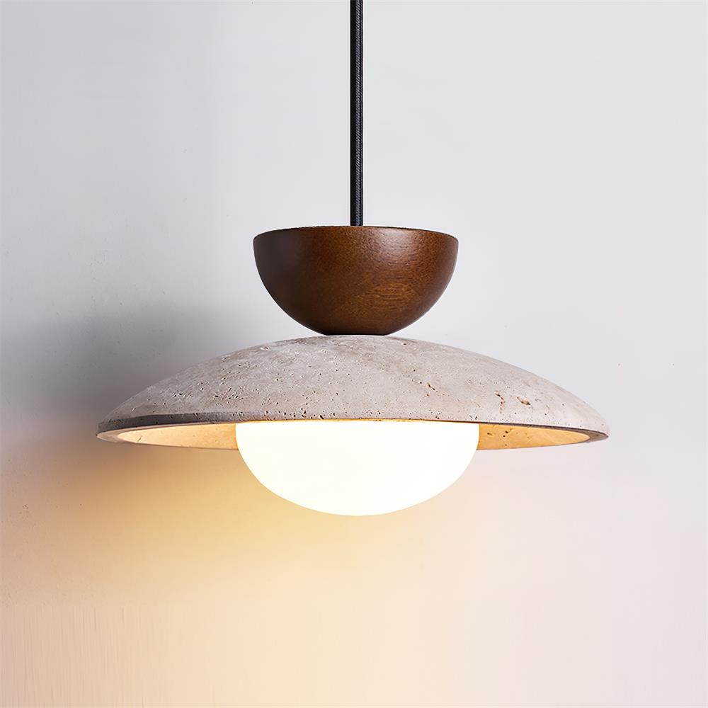 Cleo Travertine Pendant Lights - Lamp Copper