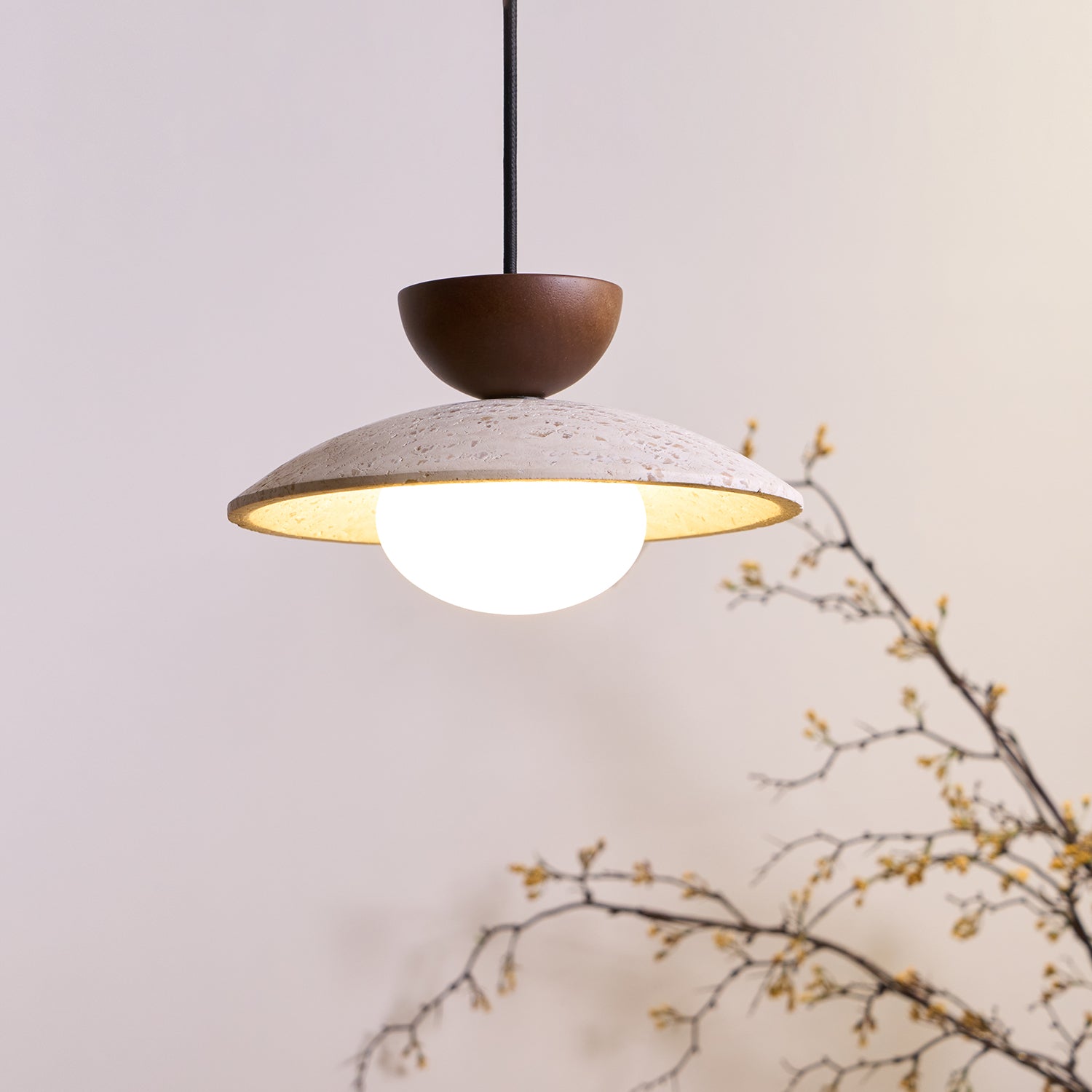 Cleo Travertine Pendant Lights - Lamp Copper