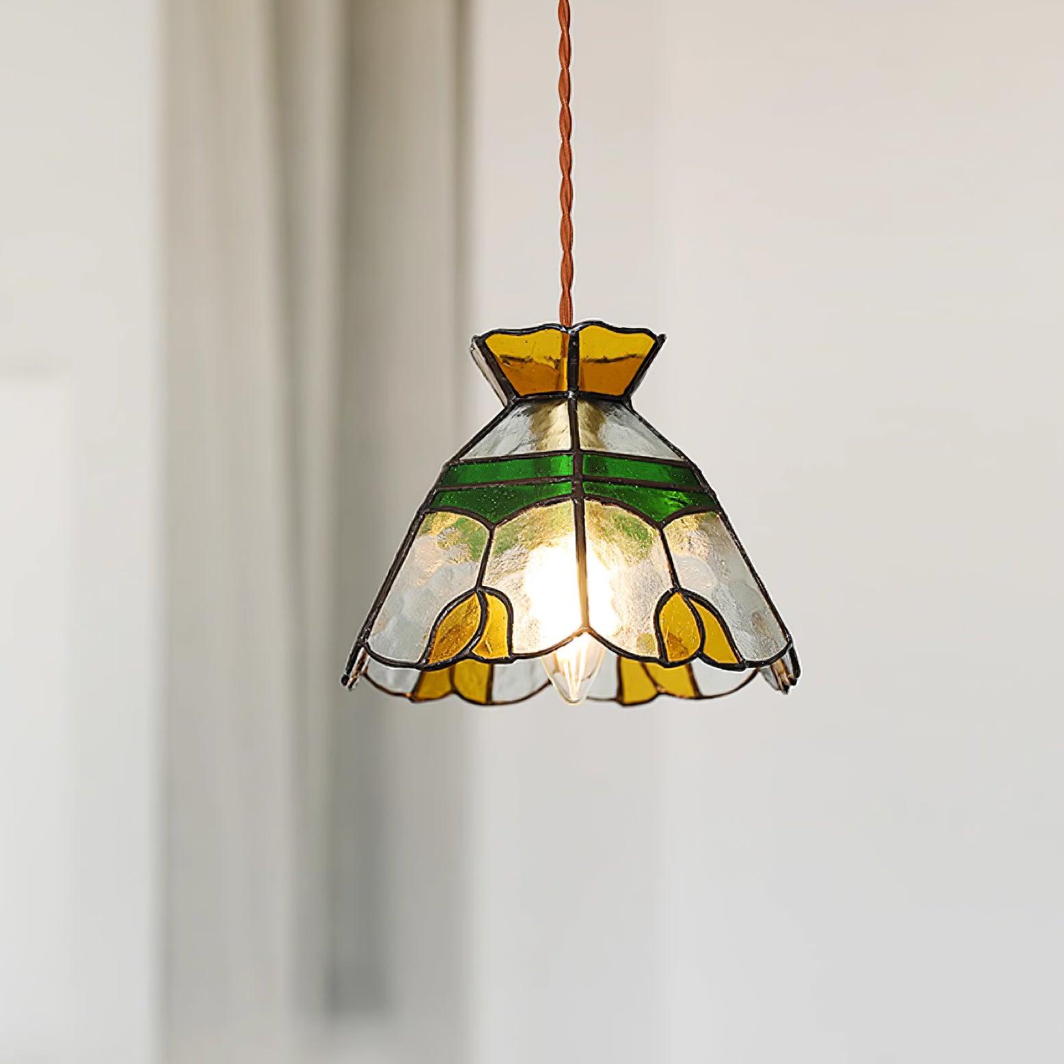 Eldine Stained Glass Pendant Light - Lamp Copper