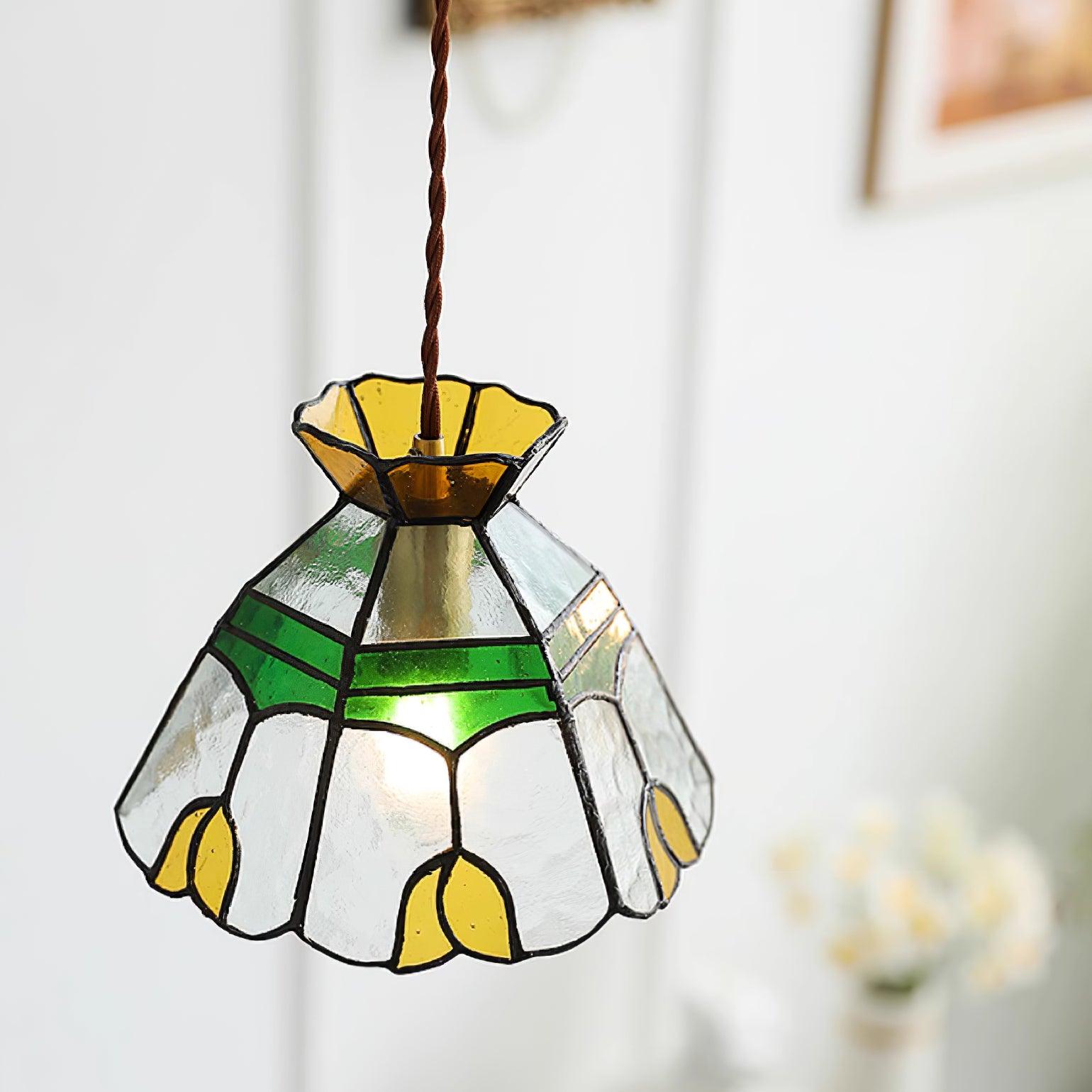 Eldine Stained Glass Pendant Light - Lamp Copper