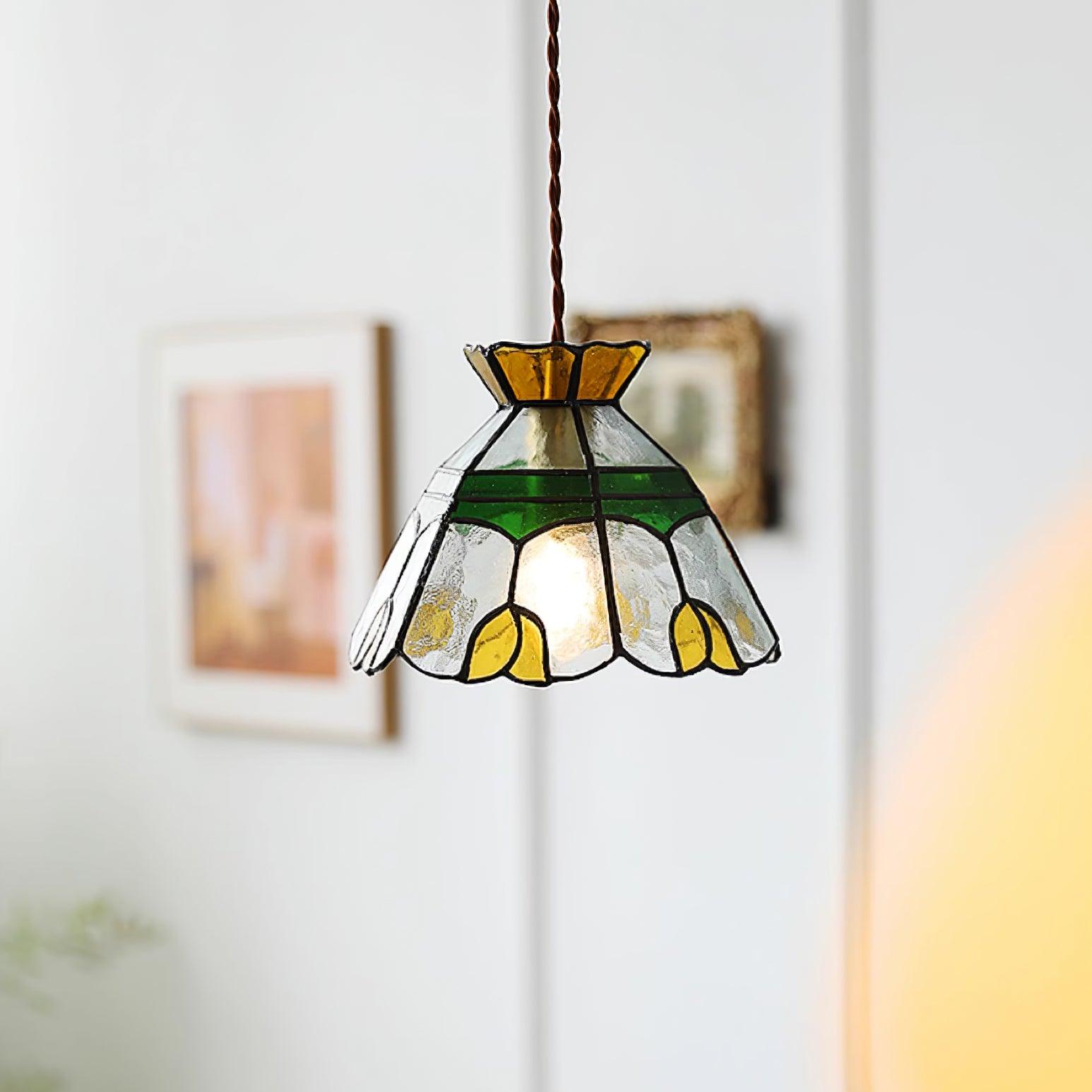 Eldine Stained Glass Pendant Light - Lamp Copper