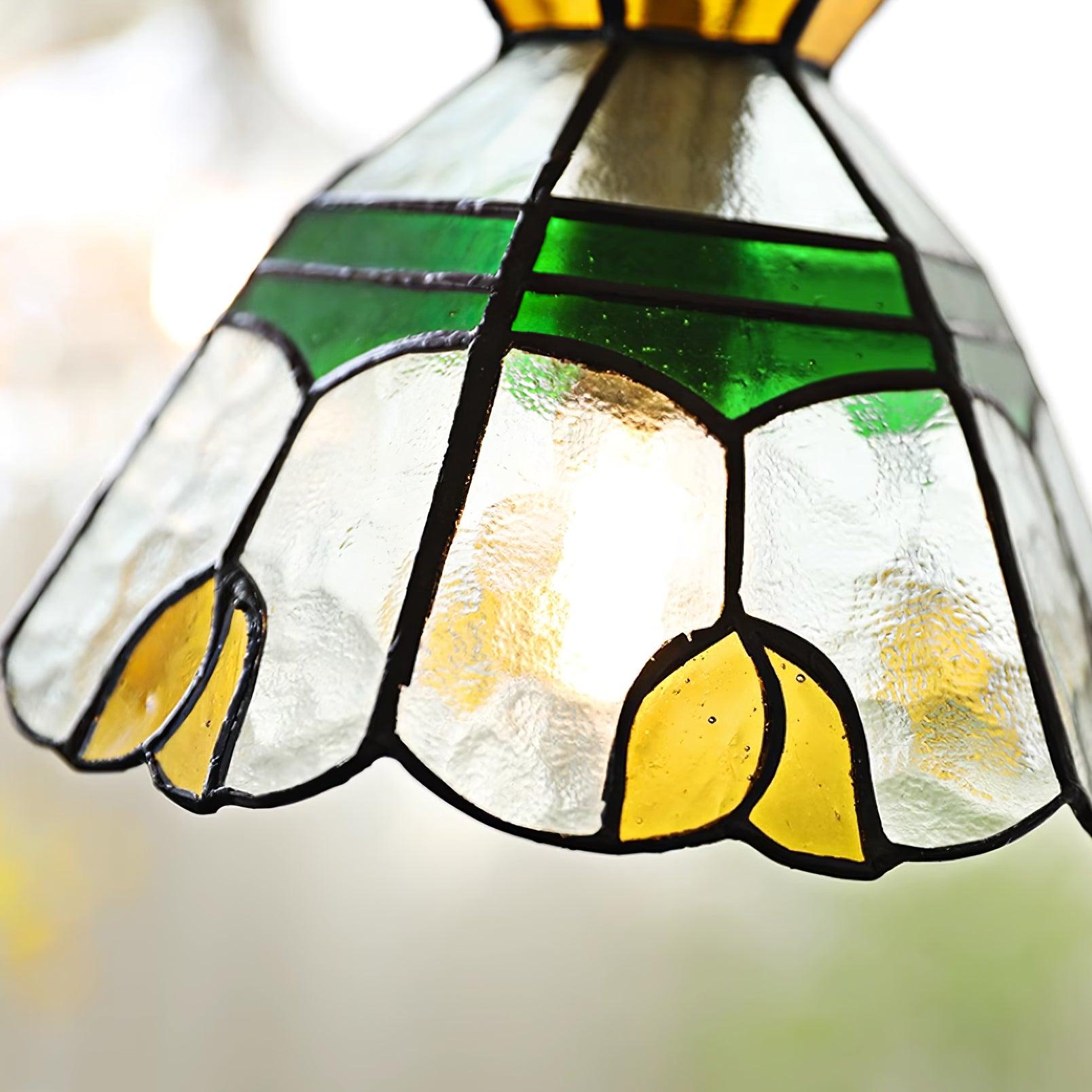 Eldine Stained Glass Pendant Light - Lamp Copper