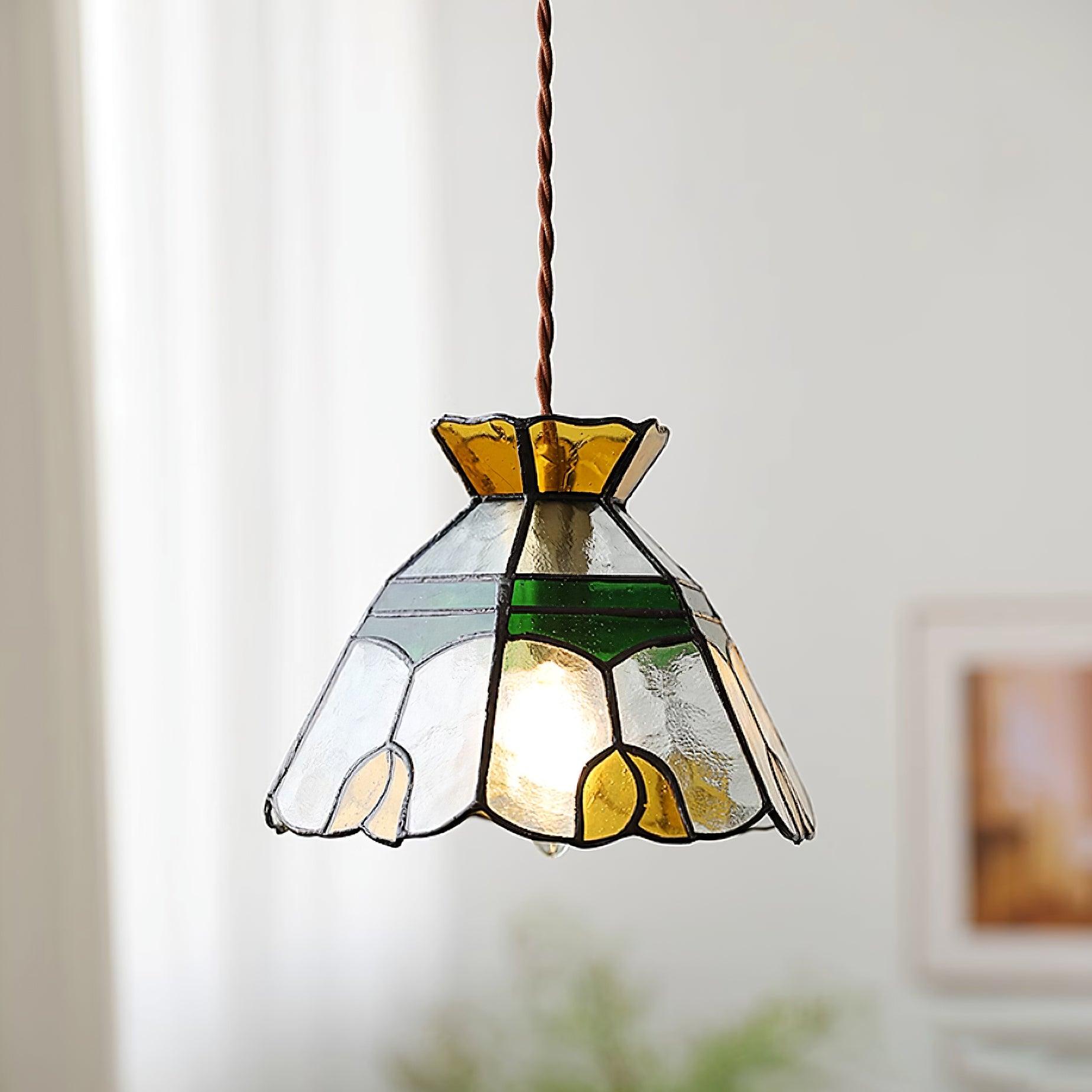 Eldine Stained Glass Pendant Light - Lamp Copper