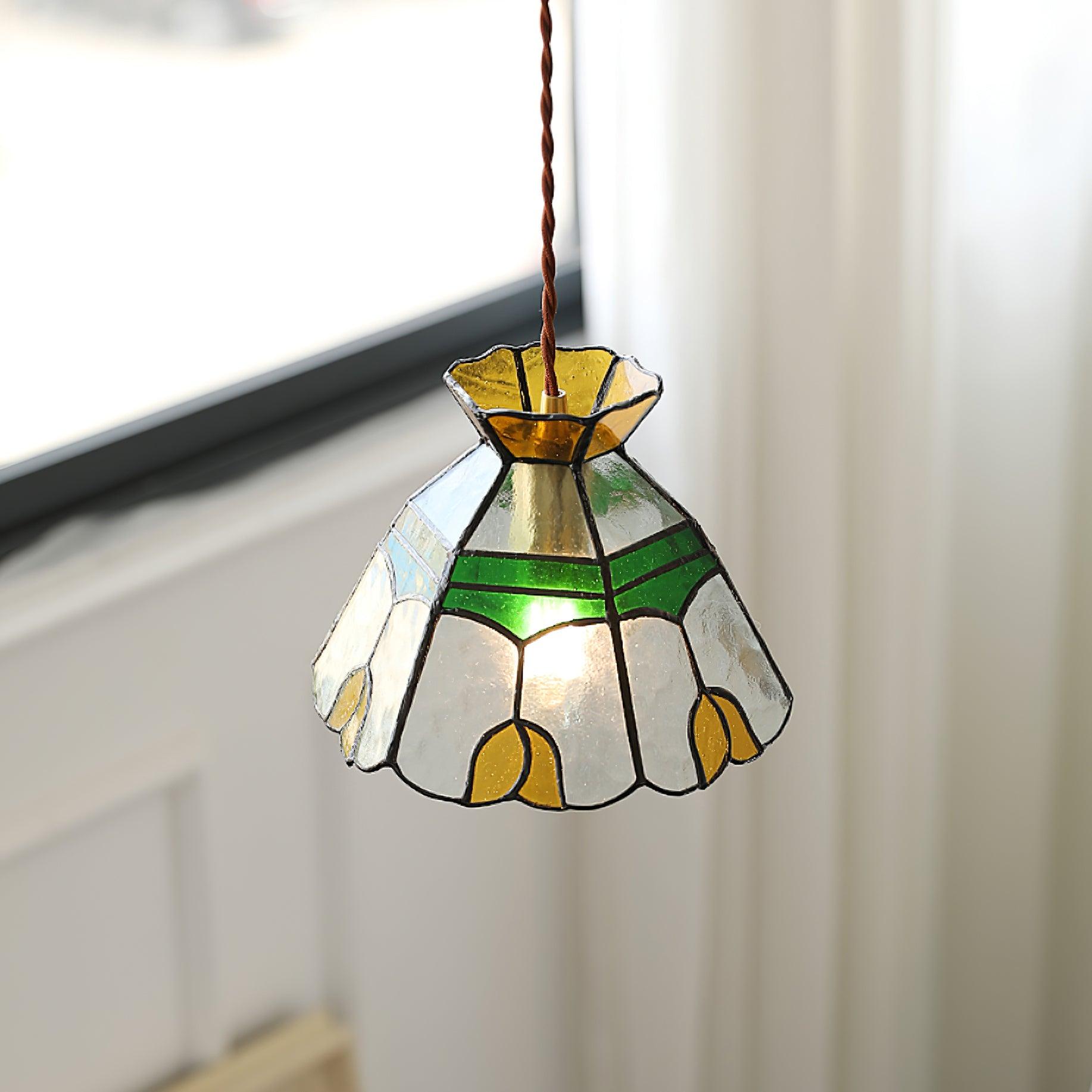 Eldine Stained Glass Pendant Light - Lamp Copper