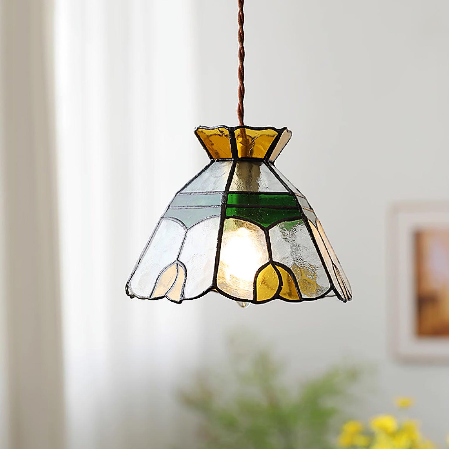 Eldine Stained Glass Pendant Light - Lamp Copper