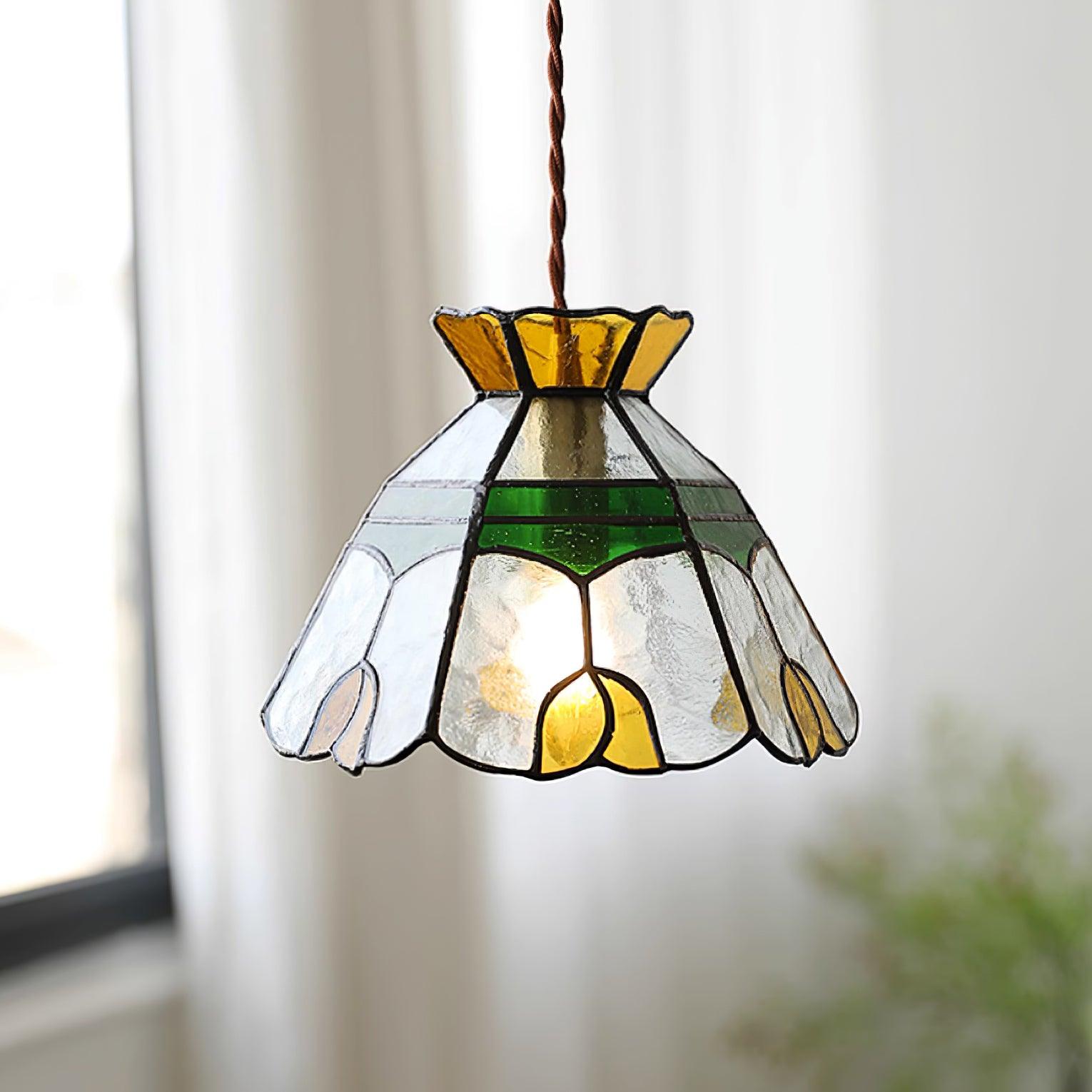 Eldine Stained Glass Pendant Light - Lamp Copper