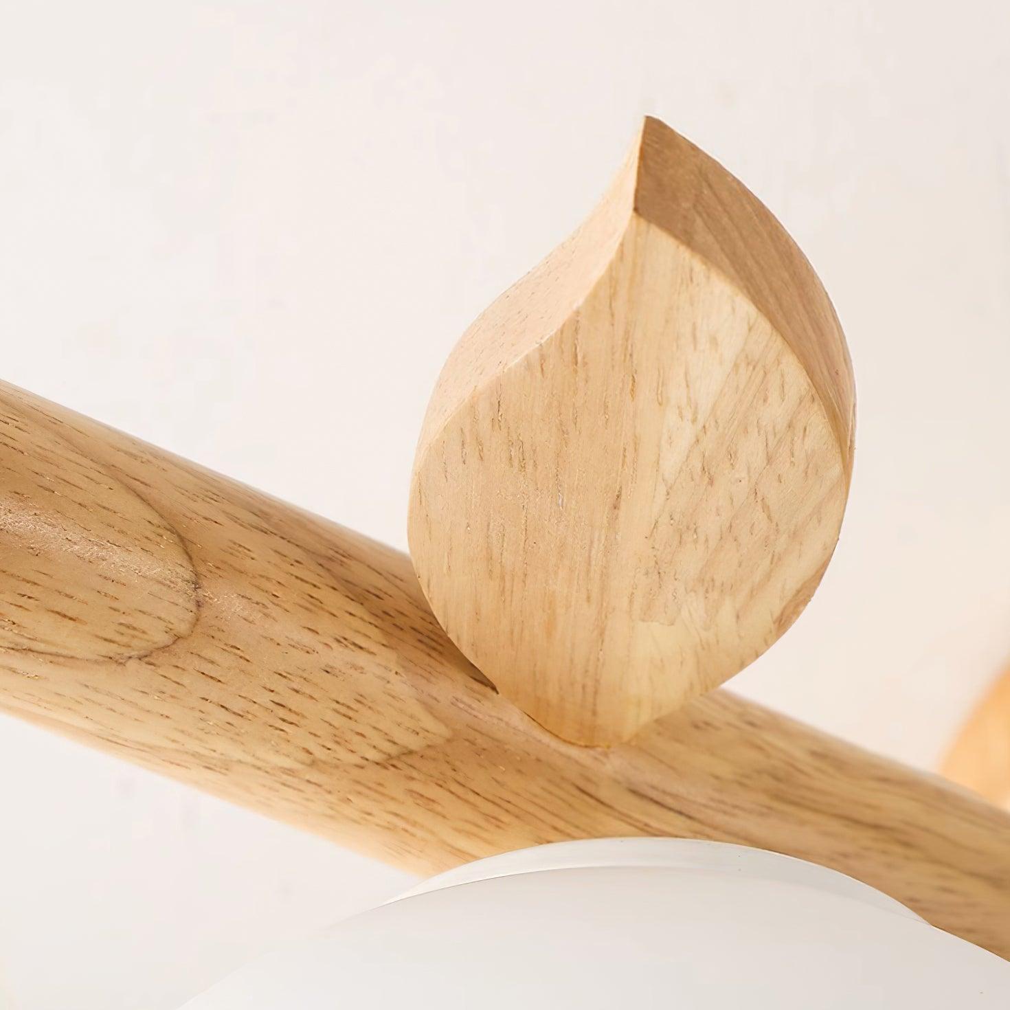 Ceiling Light Wood Body Glass Globes Organic Warm Minimalist - Lamp Copper