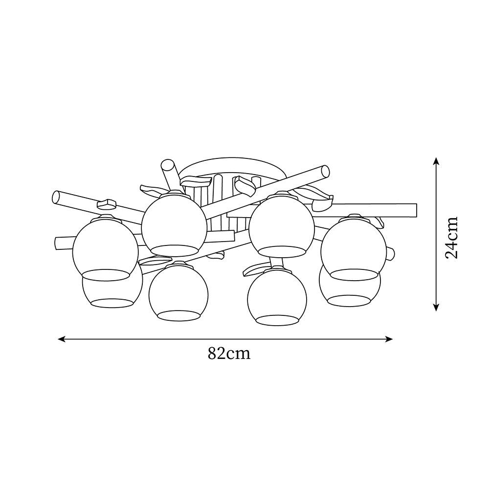 Ceiling Light Wood Body Glass Globes Organic Warm Minimalist - Lamp Copper