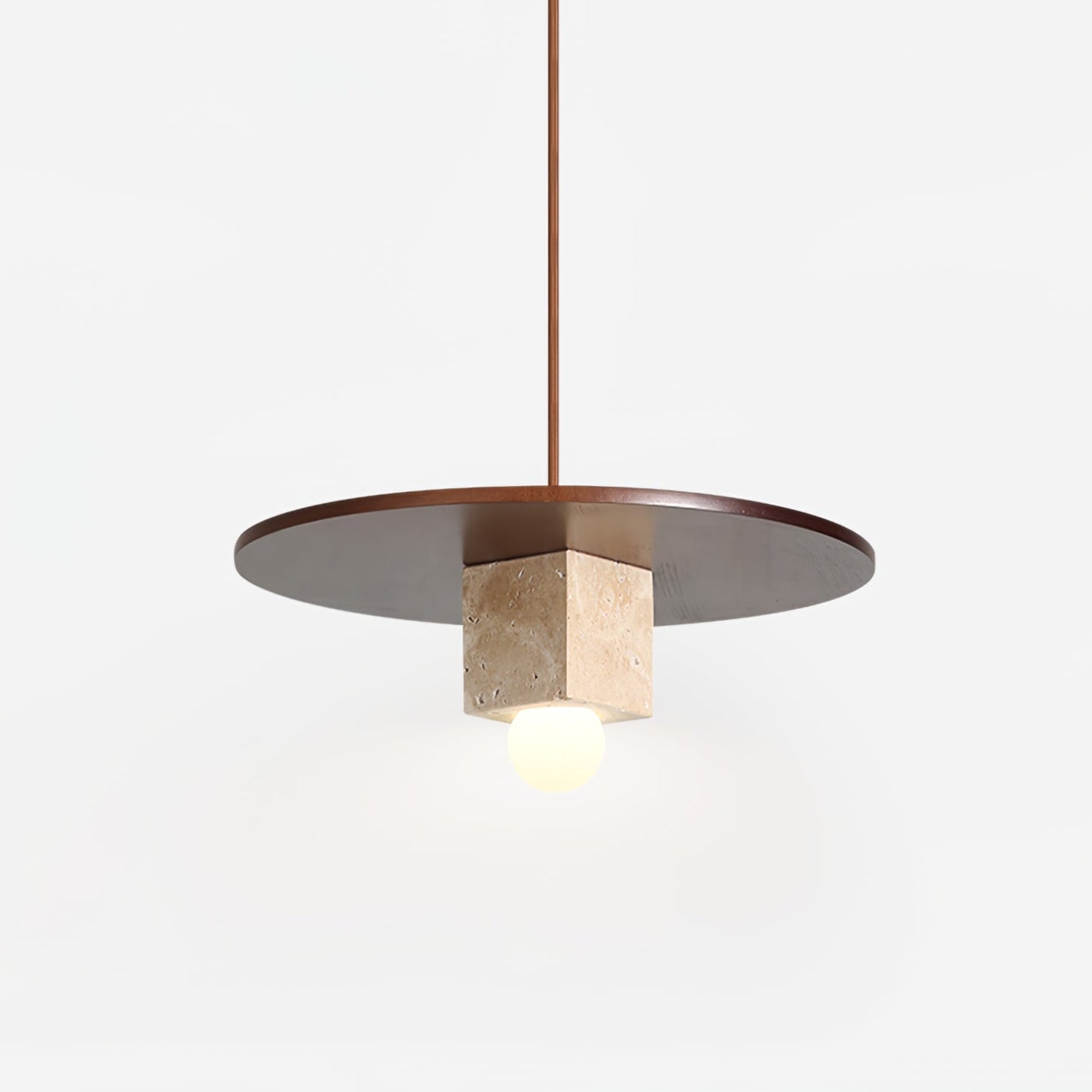 Ucariel Geometric Travertine Pendant Light - Lamp Copper