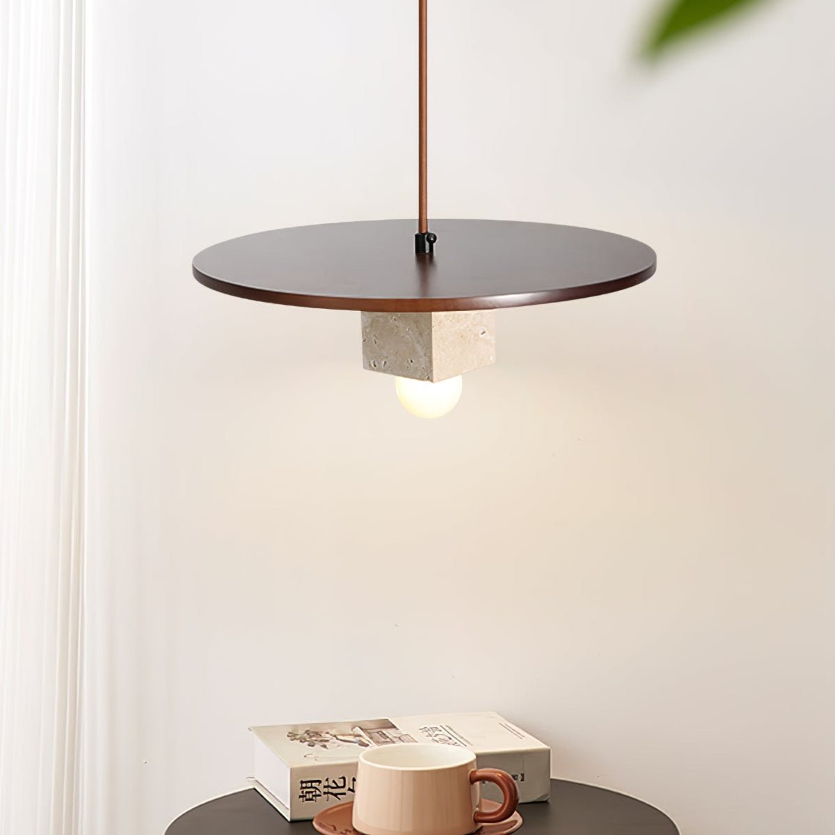 Ucariel Geometric Travertine Pendant Light - Lamp Copper