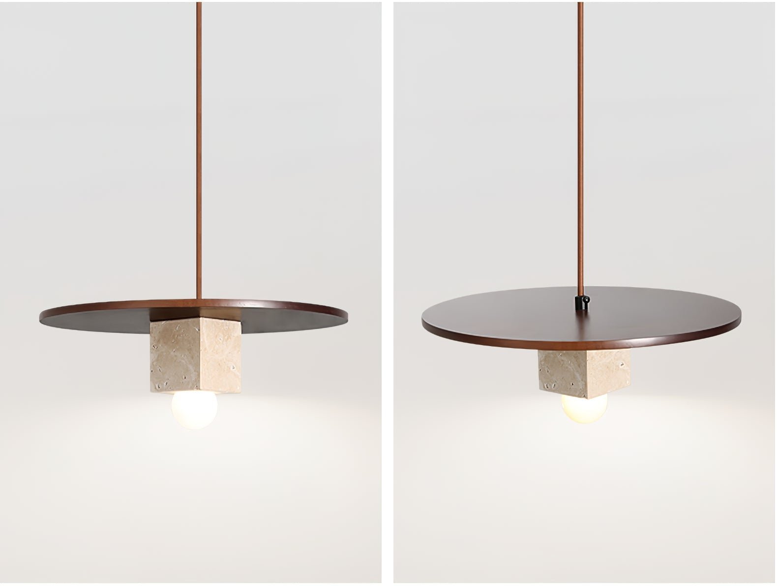 Ucariel Geometric Travertine Pendant Light - Lamp Copper