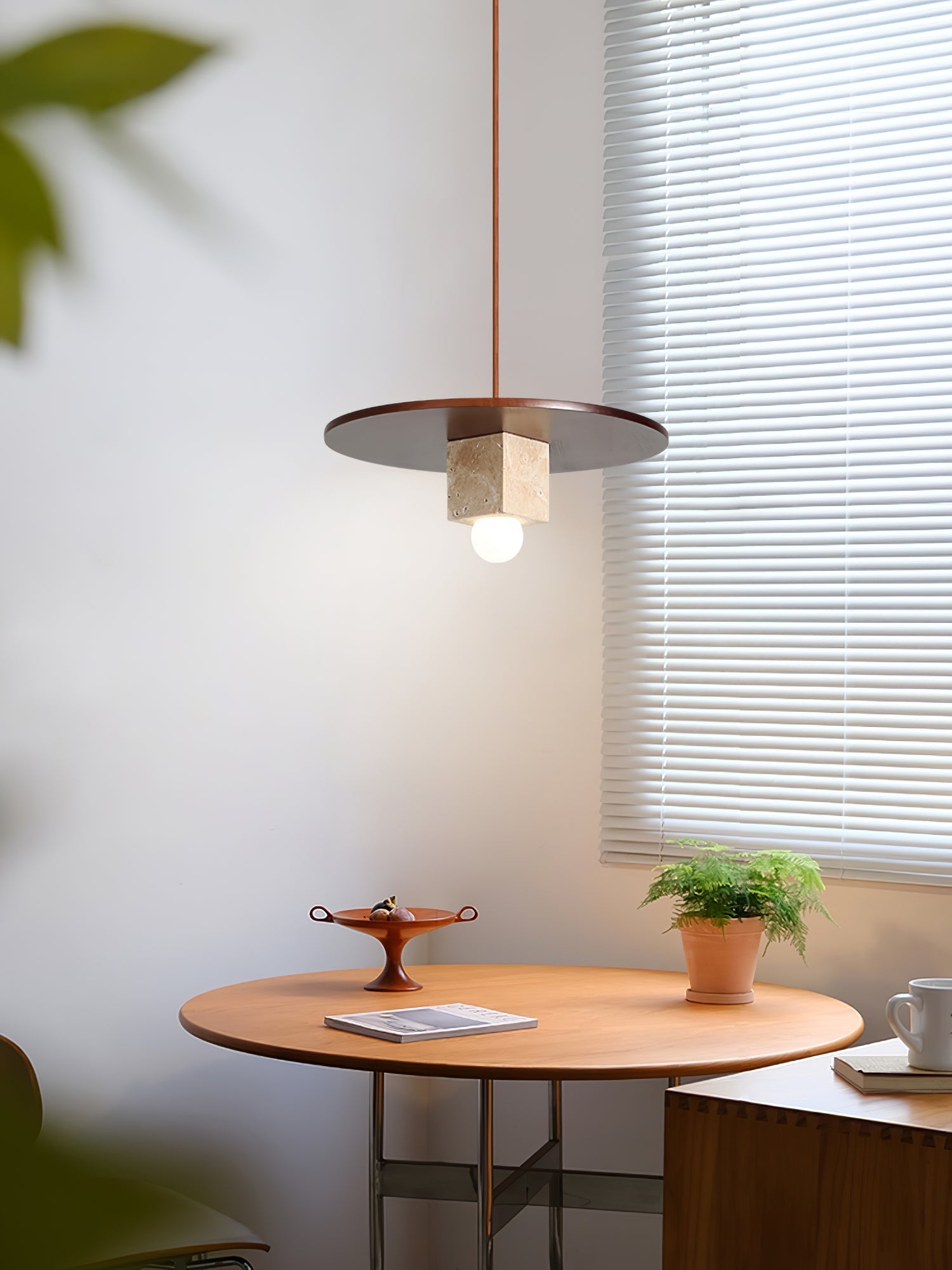 Ucariel Geometric Travertine Pendant Light - Lamp Copper