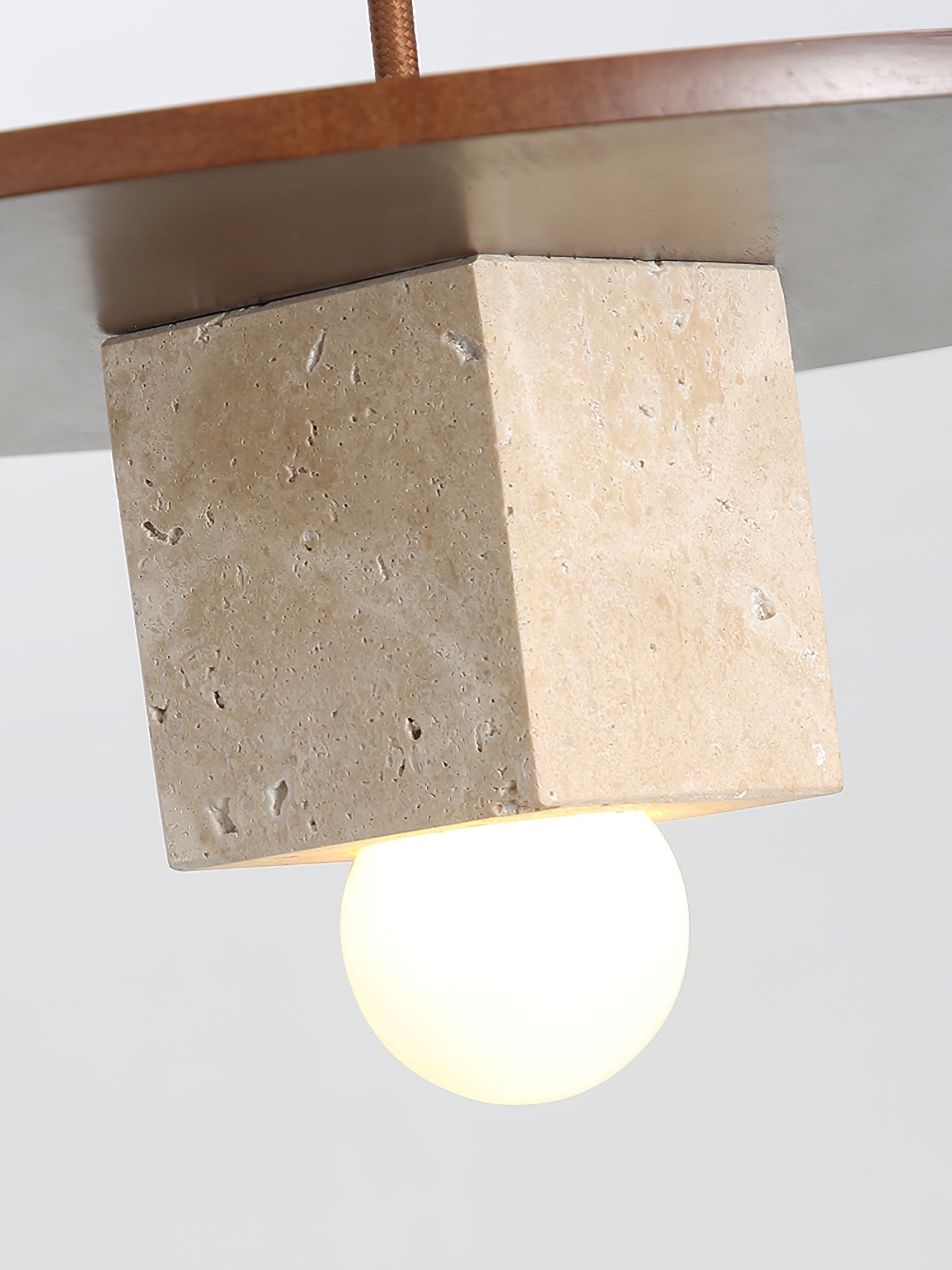 Ucariel Geometric Travertine Pendant Light - Lamp Copper