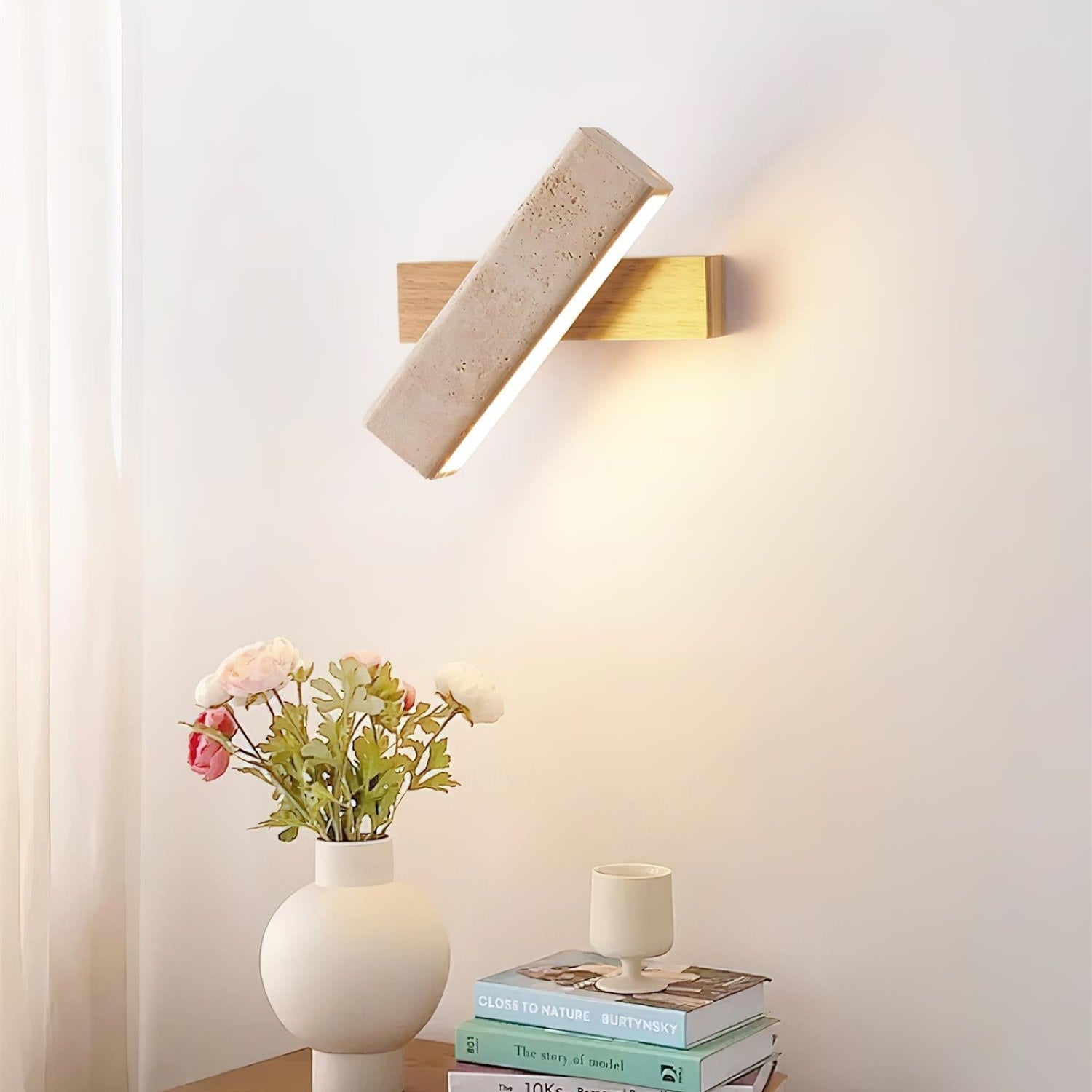 Orbit Travertine Rotating Wall Lamp - Lamp Copper