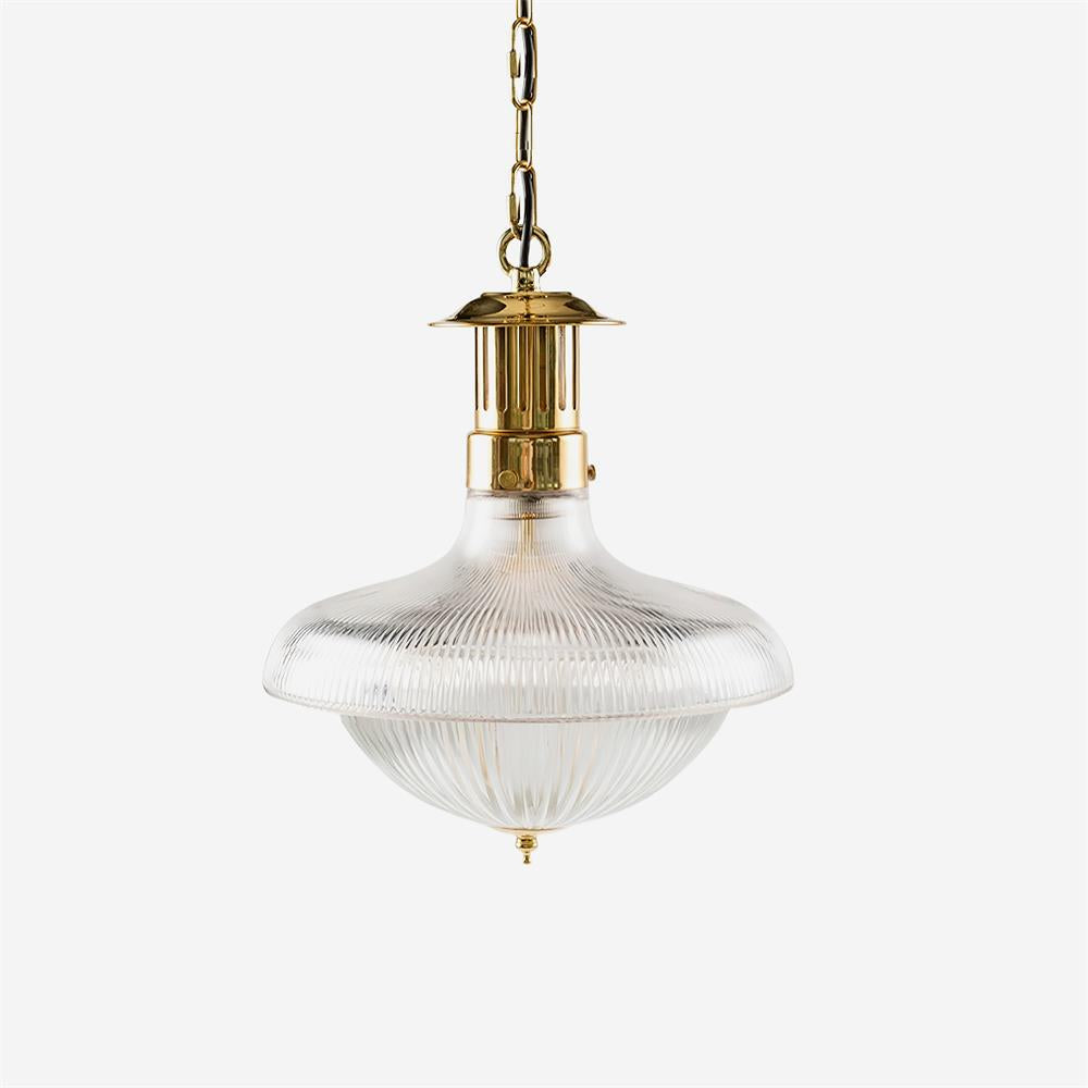 Orvel Clear Ribbed Glass Pendant Light - Lamp Copper