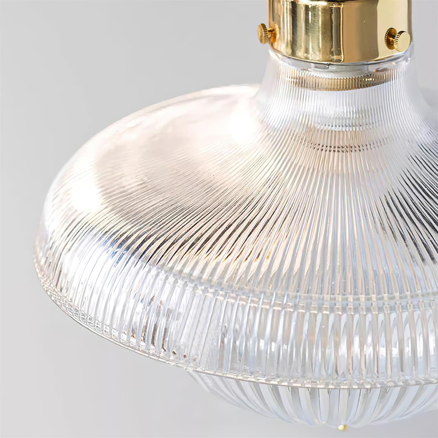 Orvel Clear Ribbed Glass Pendant Light - Lamp Copper