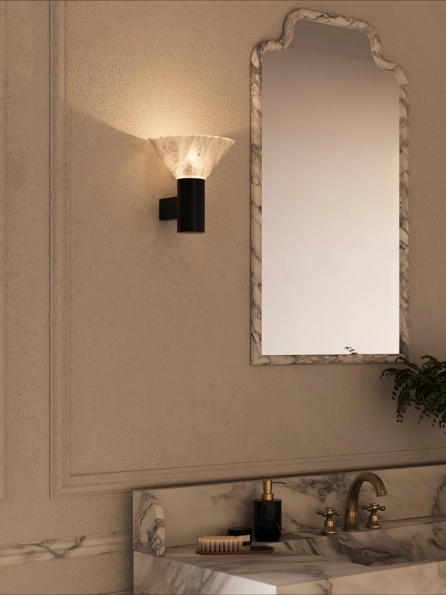 Eurnoria Cone Alabaster Wall Light - Lamp Copper