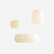 Pendant Lamp Silk Shade White Fabric Vertical Lines Soft Modern Minimalist - Lamp Copper