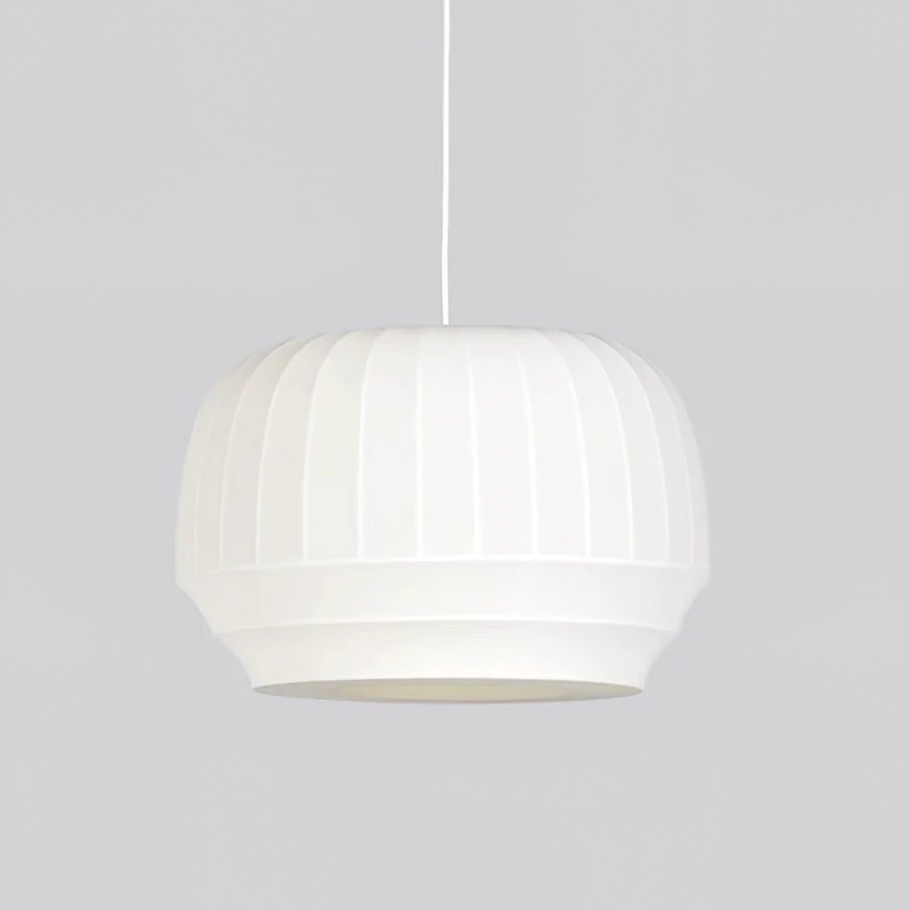 Pendant Lamp Silk Shade White Fabric Vertical Lines Soft Modern Minimalist - Lamp Copper