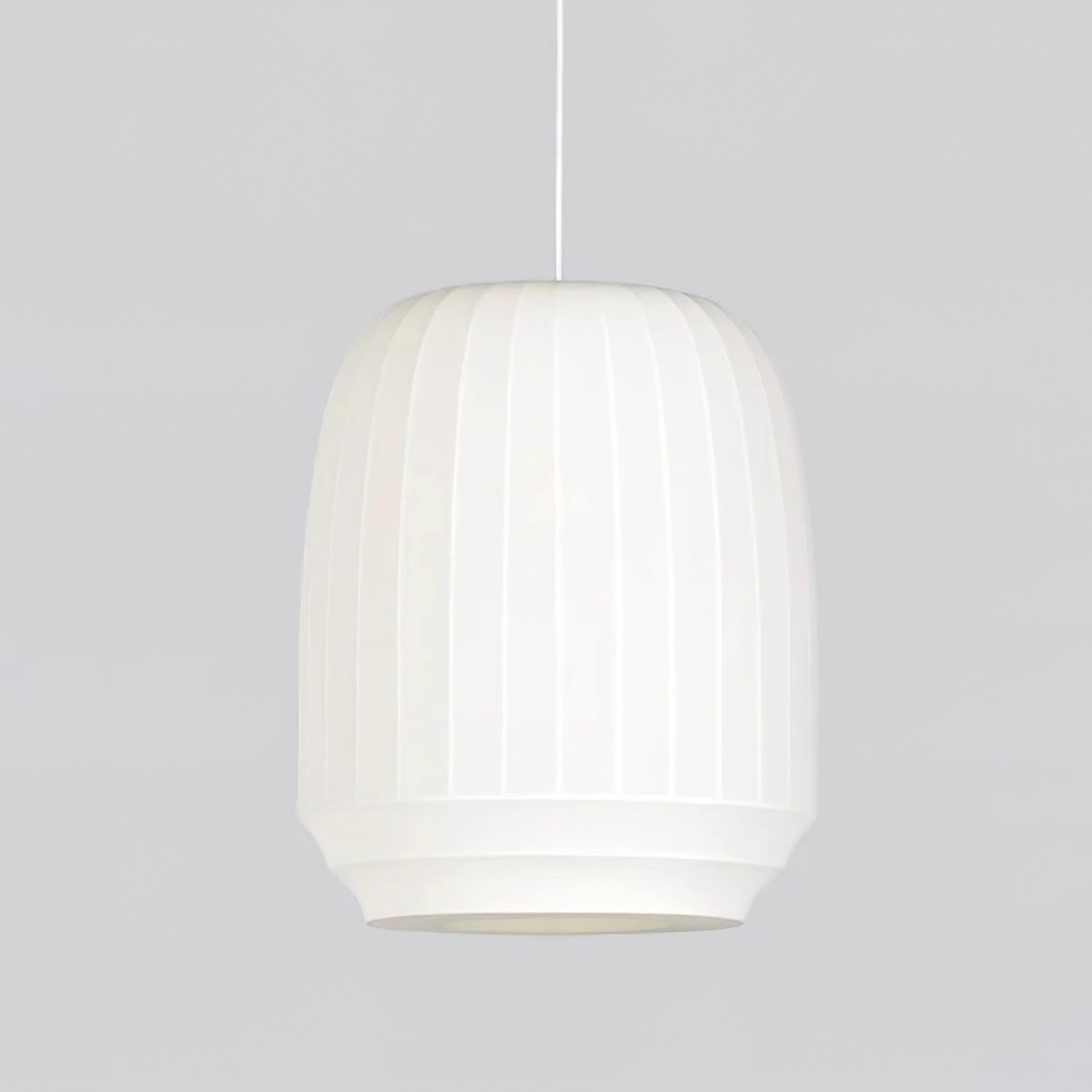 Pendant Lamp Silk Shade White Fabric Vertical Lines Soft Modern Minimalist - Lamp Copper
