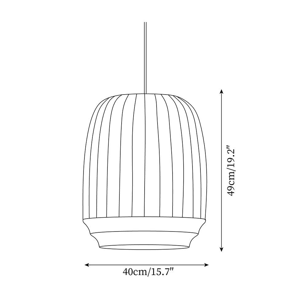 Pendant Lamp Silk Shade White Fabric Vertical Lines Soft Modern Minimalist - Lamp Copper