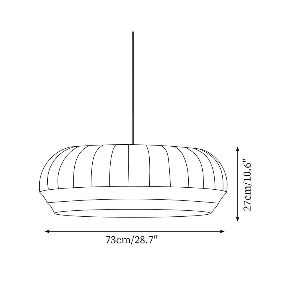Pendant Lamp Silk Shade White Fabric Vertical Lines Soft Modern Minimalist - Lamp Copper