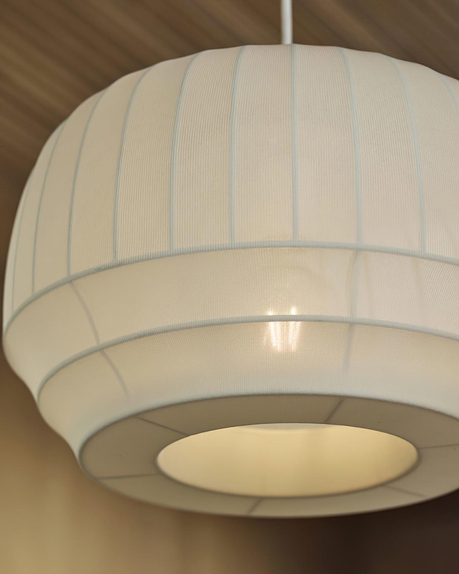 Pendant Lamp Silk Shade White Fabric Vertical Lines Soft Modern Minimalist - Lamp Copper