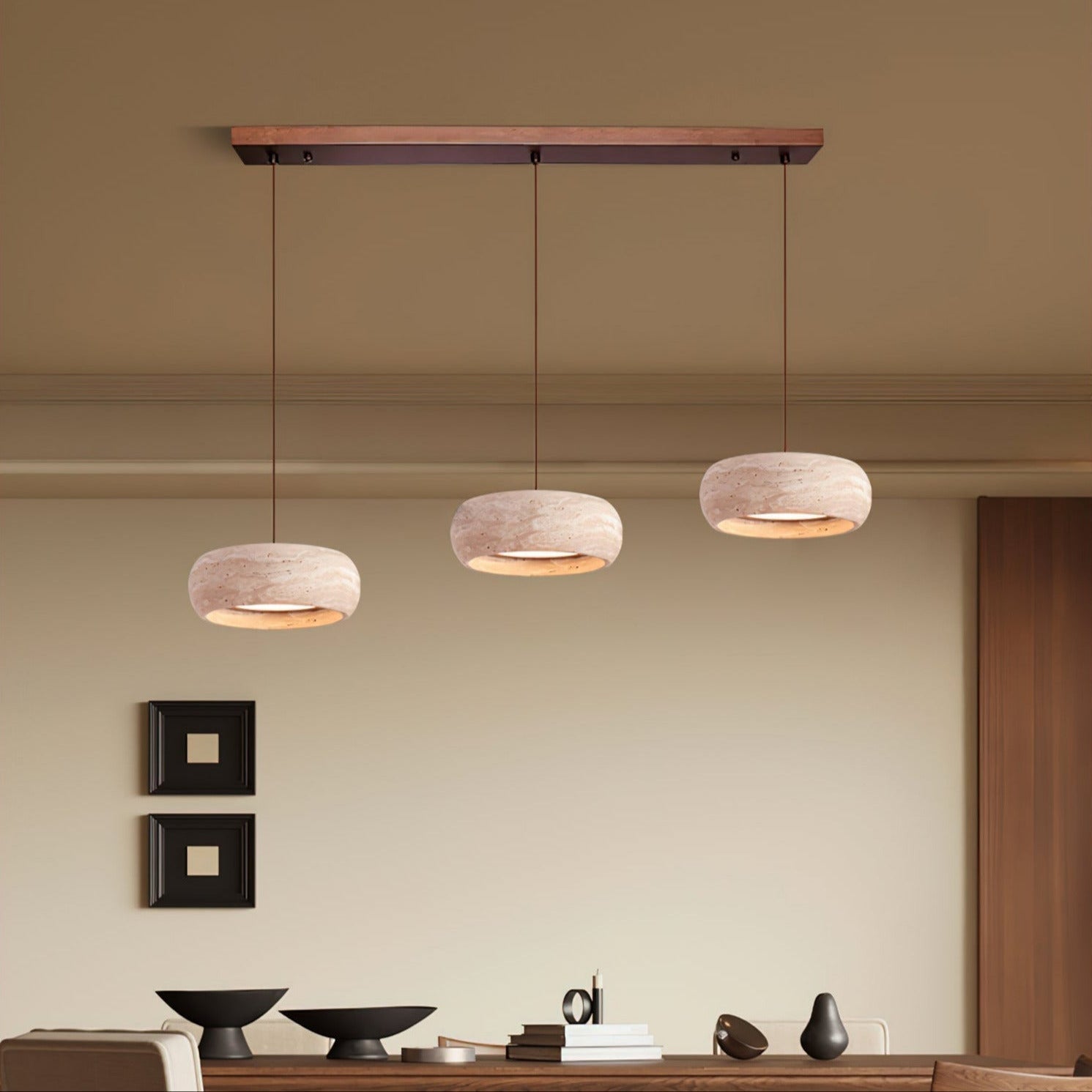 Tova Donut-Shaped Pendant Lights Travertine - Lamp Copper