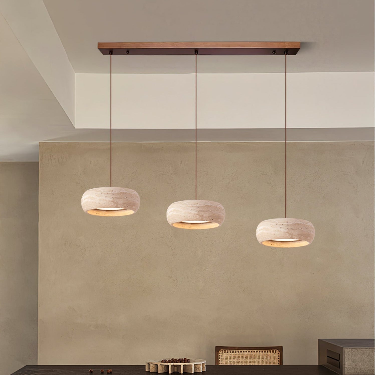 Tova Donut-Shaped Pendant Lights Travertine - Lamp Copper
