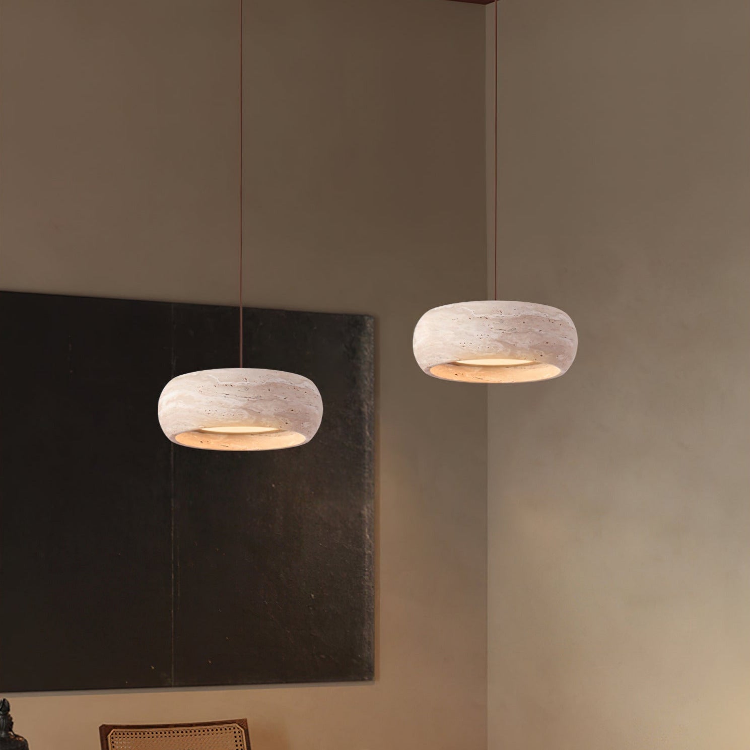 Ritta Donut-Shaped Pendant Lights Travertine - Lamp Copper