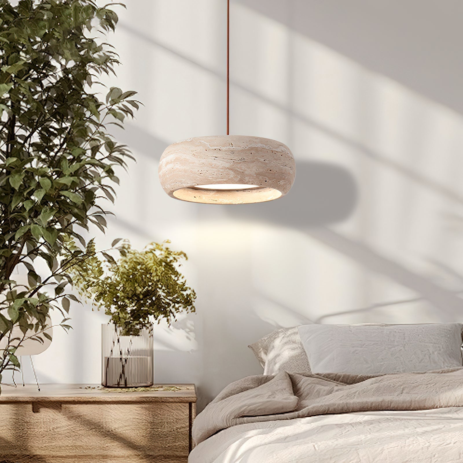 Tova Donut-Shaped Pendant Lights Travertine - Lamp Copper