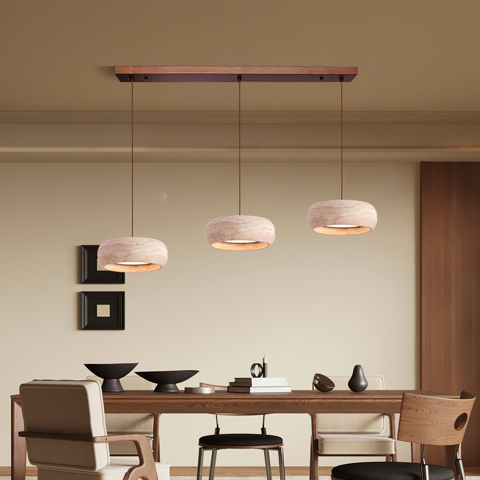 Tova Donut-Shaped Pendant Lights Travertine - Lamp Copper