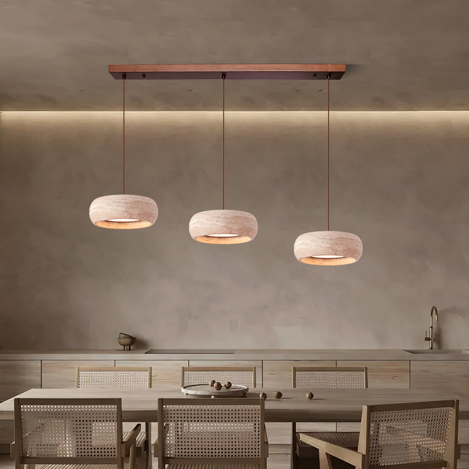 Tova Donut-Shaped Pendant Lights Travertine - Lamp Copper