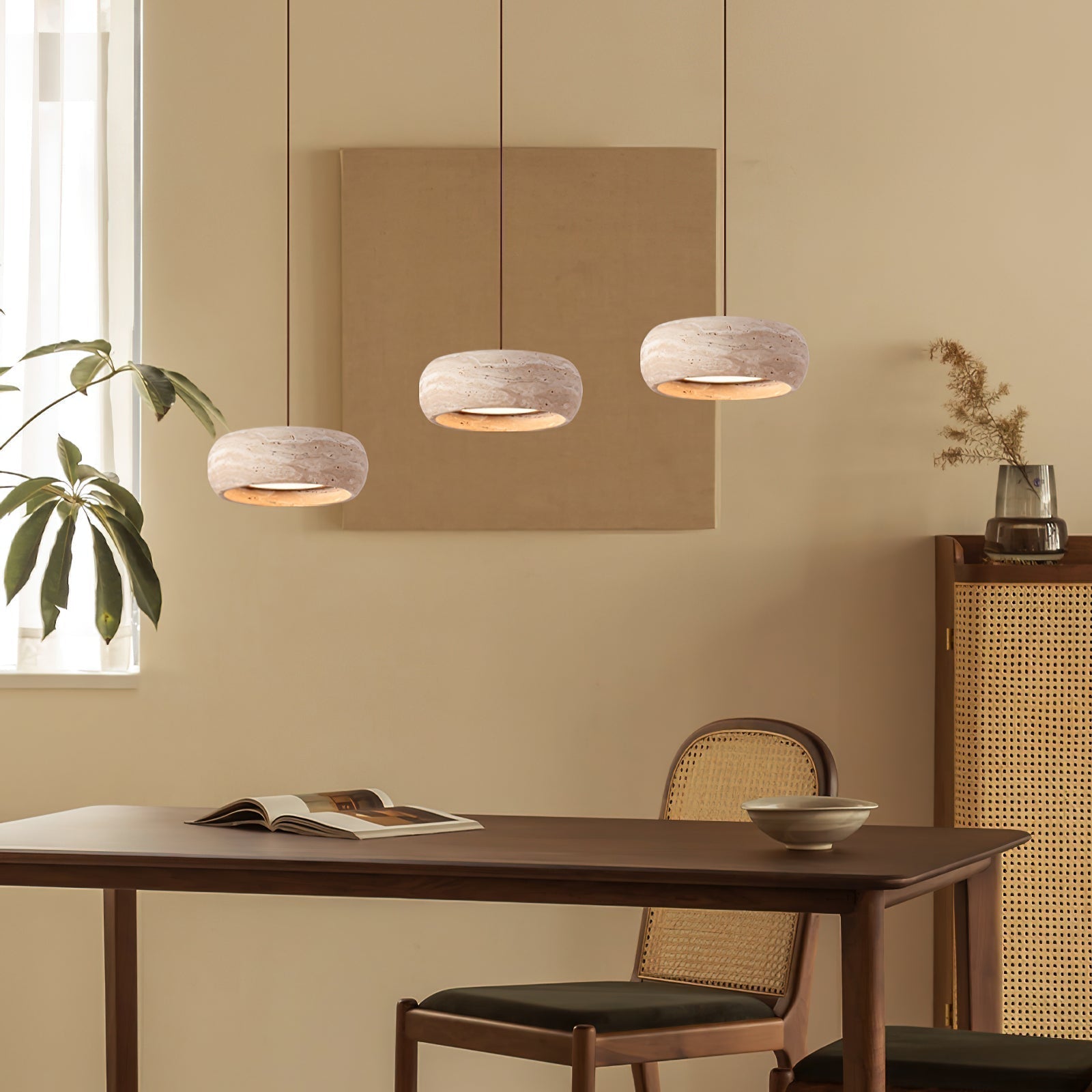 Tova Donut-Shaped Pendant Lights Travertine - Lamp Copper