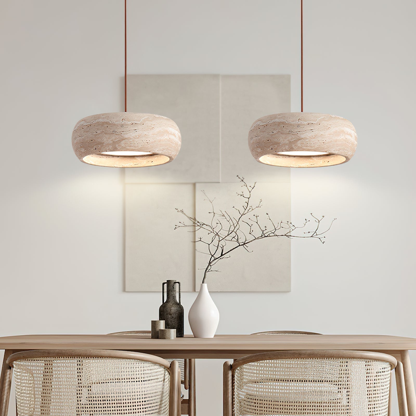 Ritta Donut-Shaped Pendant Lights Travertine - Lamp Copper