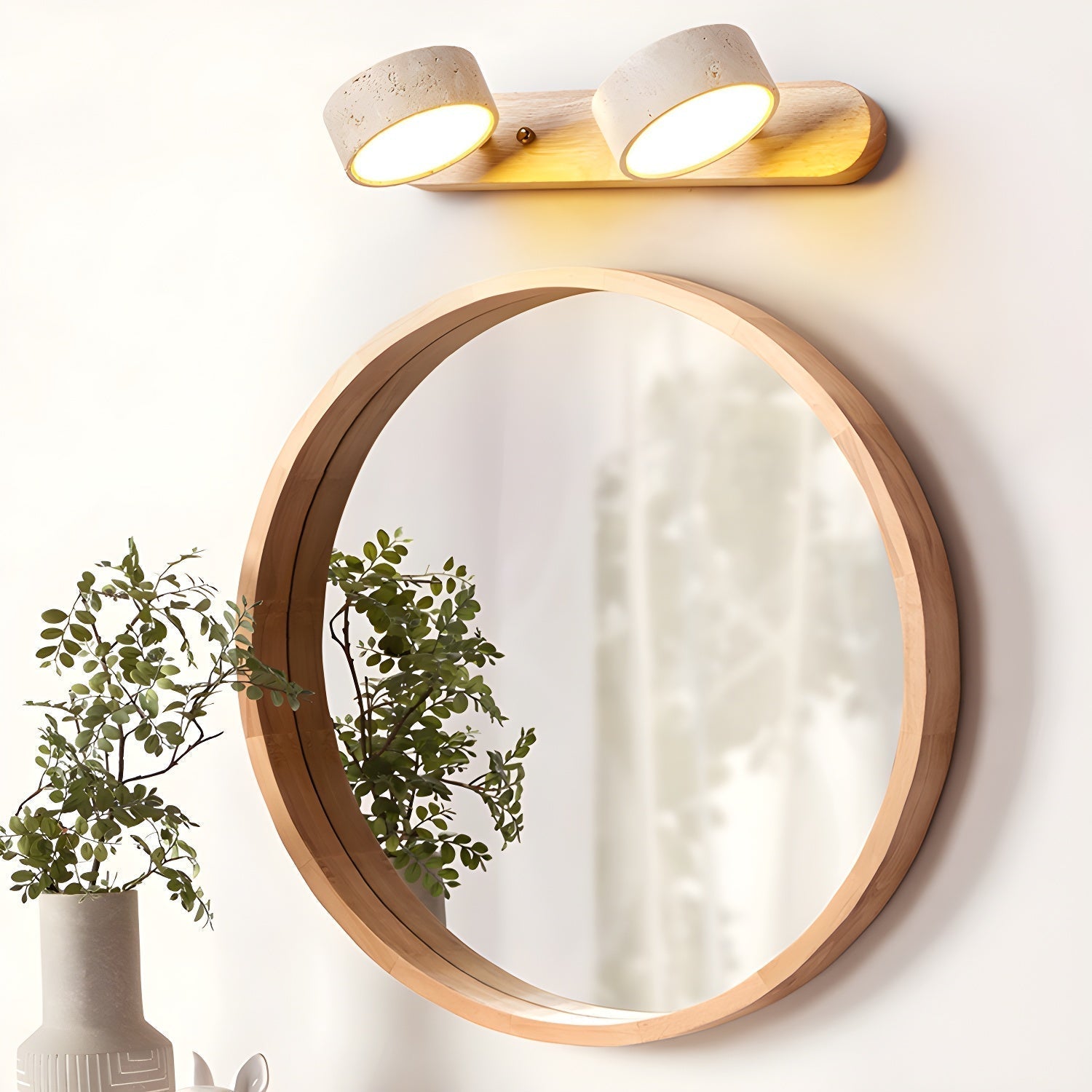 Tuelo Travertine Indoor Wall Light Neutral - Lamp Copper