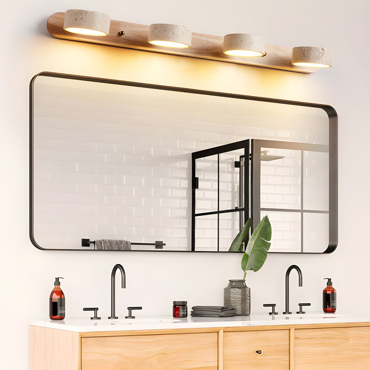 Tuelo Travertine Indoor Wall Light Neutral - Lamp Copper