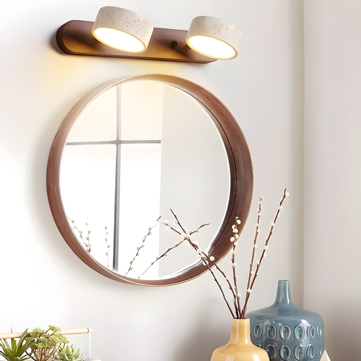 Tuelo Travertine Indoor Wall Light Neutral - Lamp Copper
