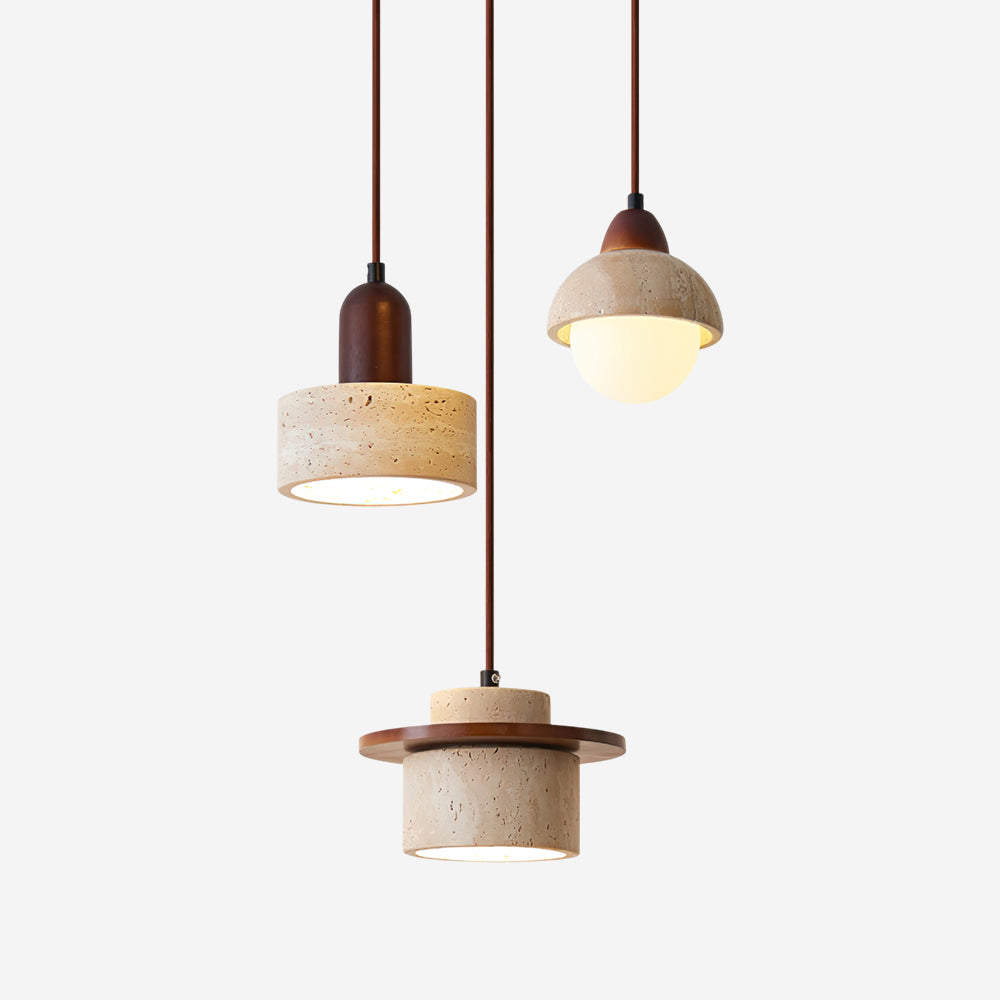 Lunara Multi-Light Pendant Lamp Set Travertine - Lamp Copper