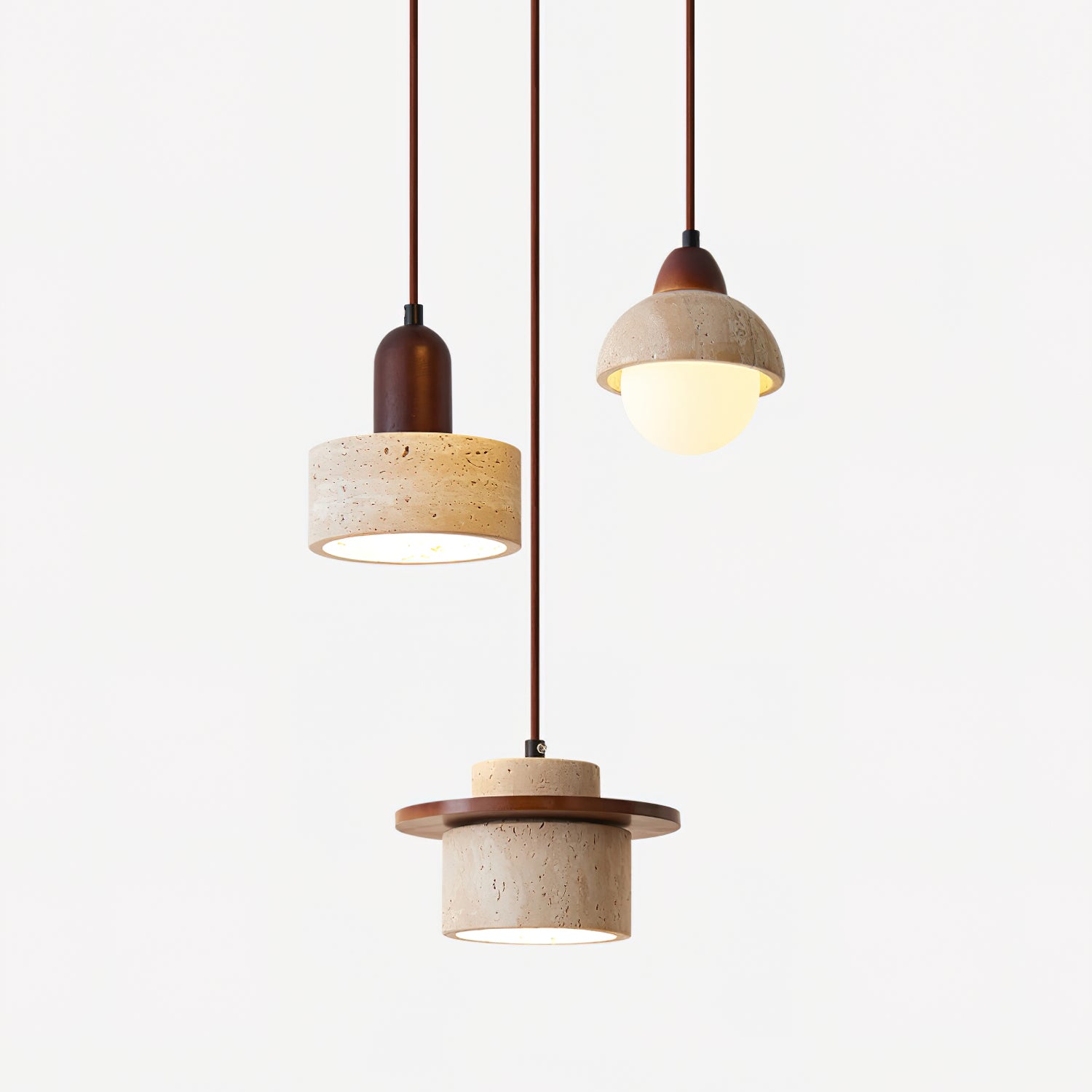 Lunara Multi-Light Pendant Lamp Set Travertine - Lamp Copper