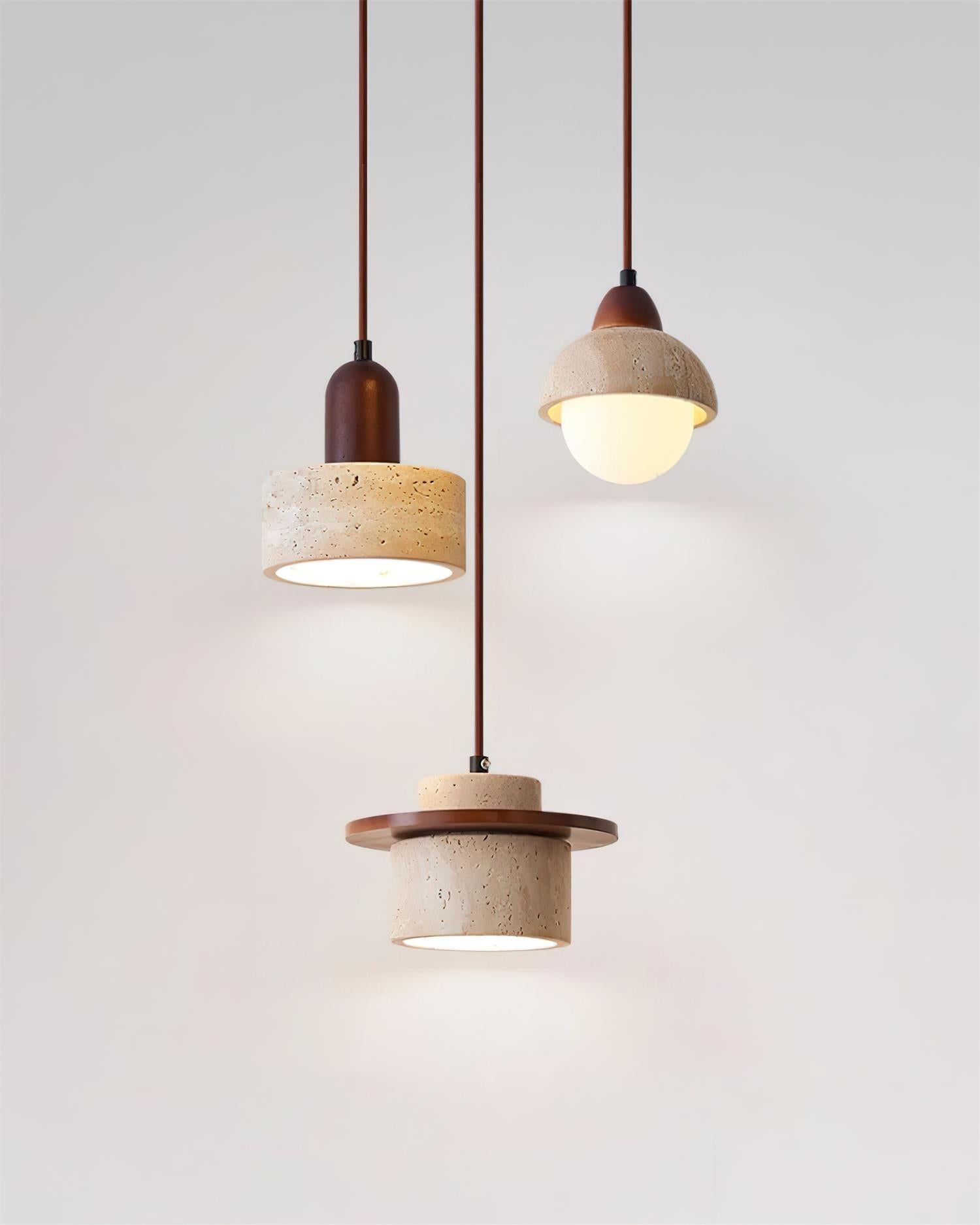 Lunara Multi-Light Pendant Lamp Set Travertine - Lamp Copper