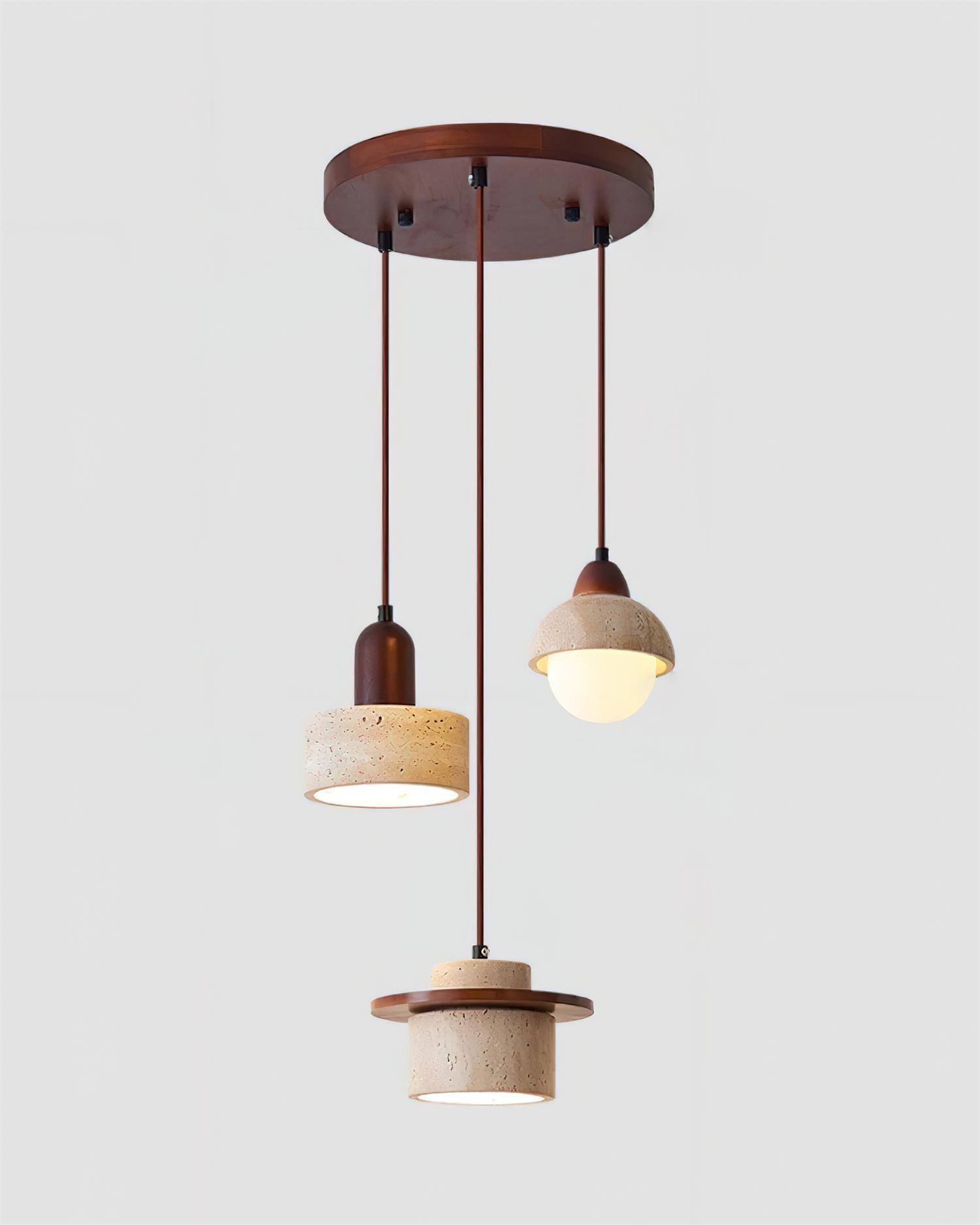 Lunara Multi-Light Pendant Lamp Set Travertine - Lamp Copper