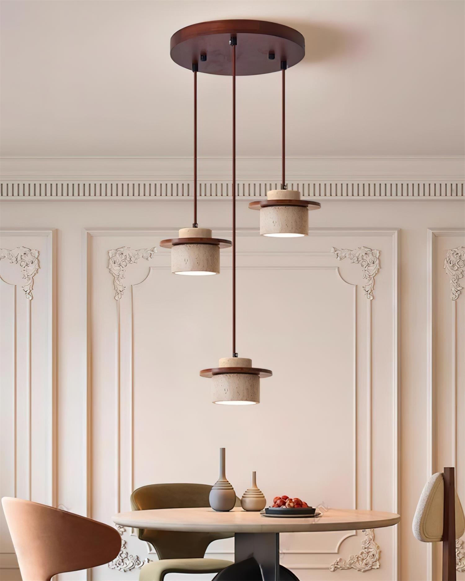 Lunara Multi-Light Pendant Lamp Set Travertine - Lamp Copper