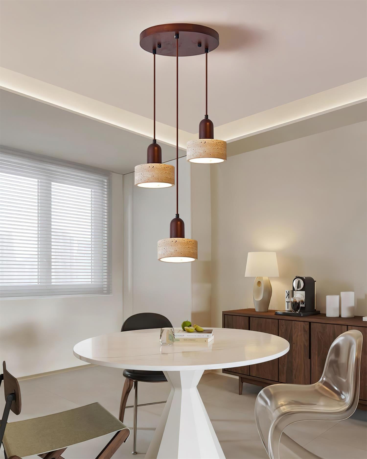 Lunara Multi-Light Pendant Lamp Set Travertine - Lamp Copper