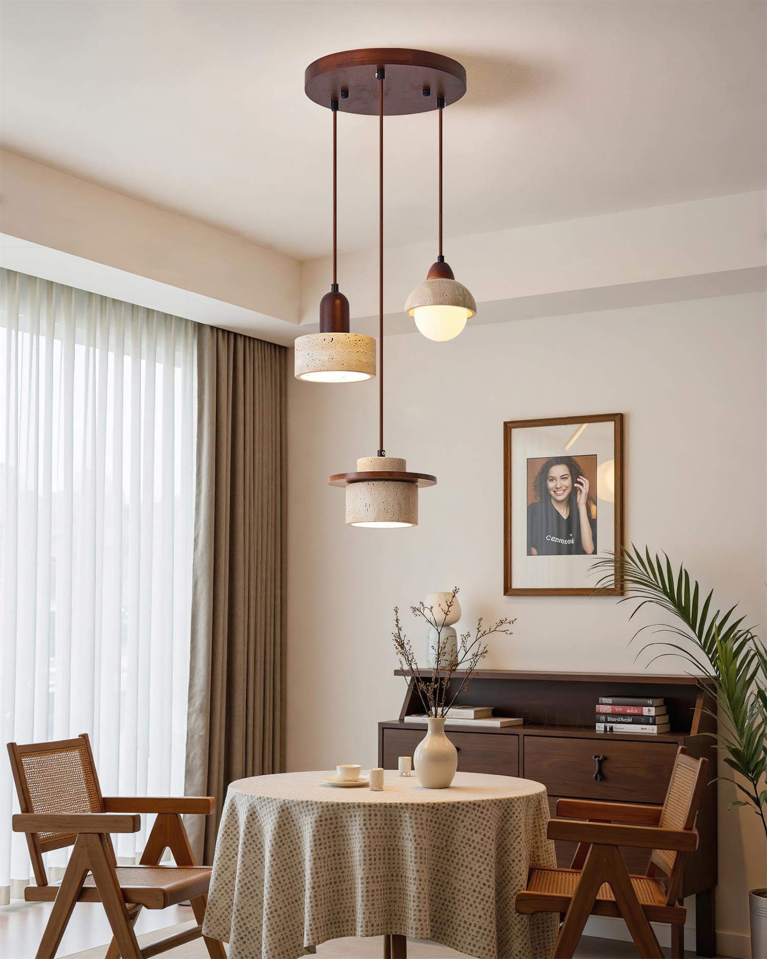 Lunara Multi-Light Pendant Lamp Set Travertine - Lamp Copper