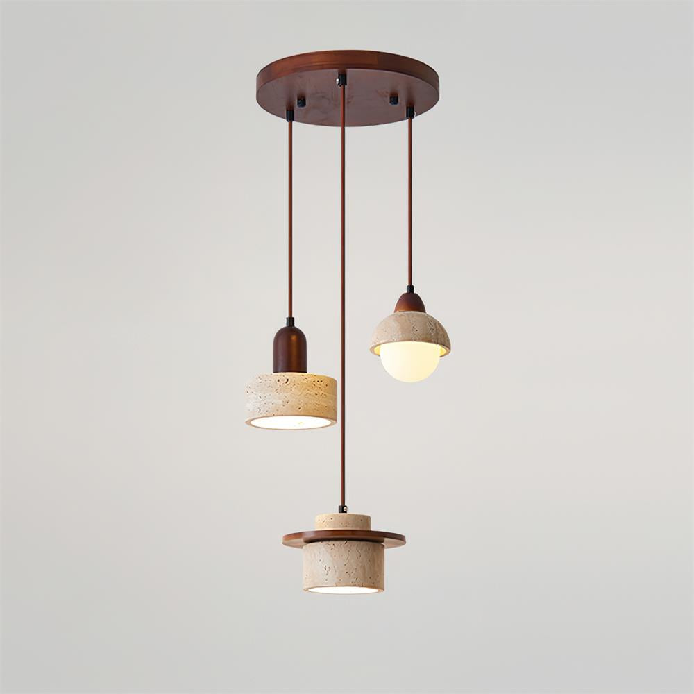 Lunara Multi-Light Pendant Lamp Set Travertine - Lamp Copper