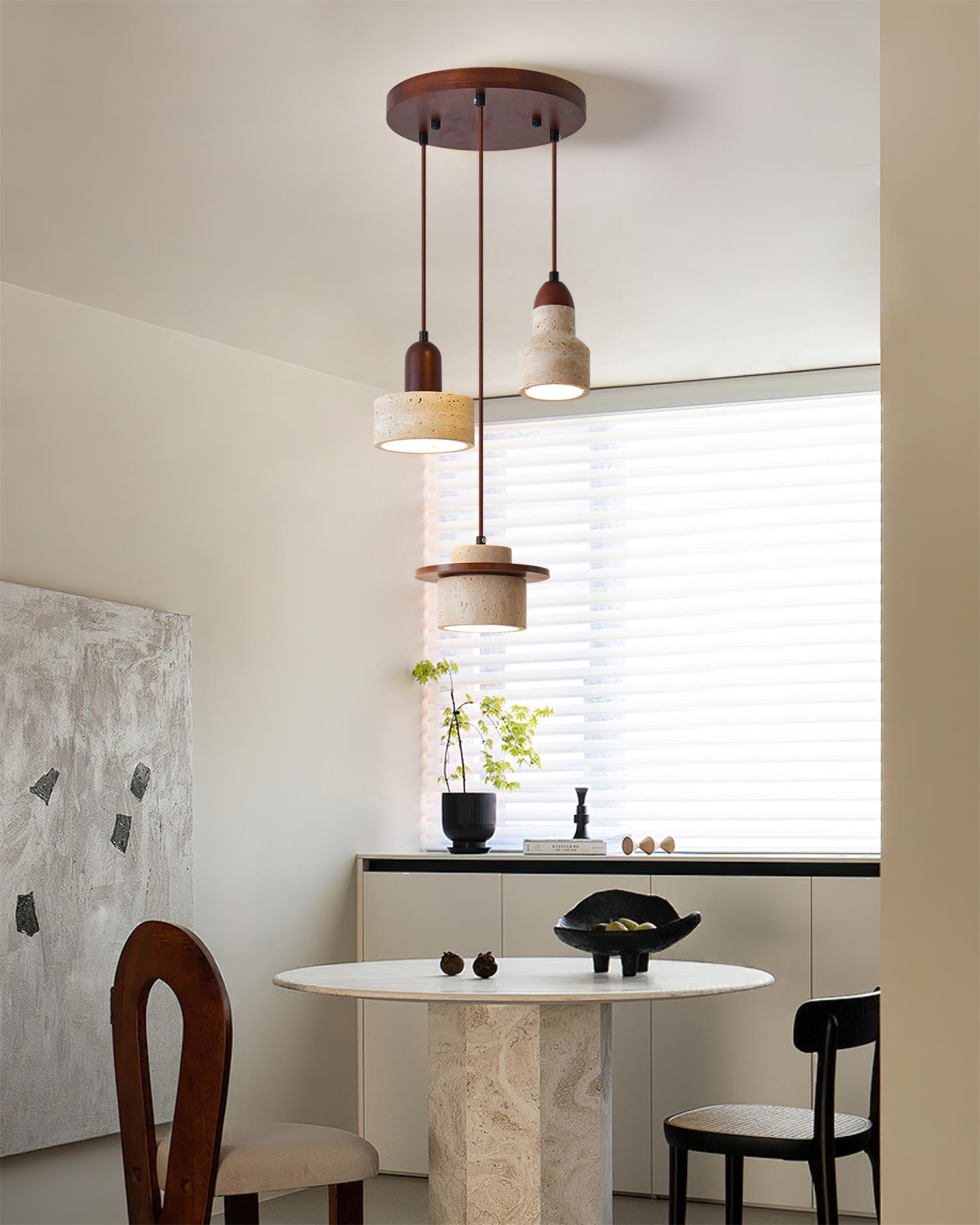 Lunara Multi-Light Pendant Lamp Set Travertine - Lamp Copper