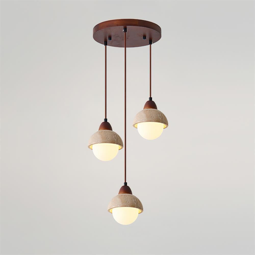 Lunara Multi-Light Pendant Lamp Set Travertine - Lamp Copper