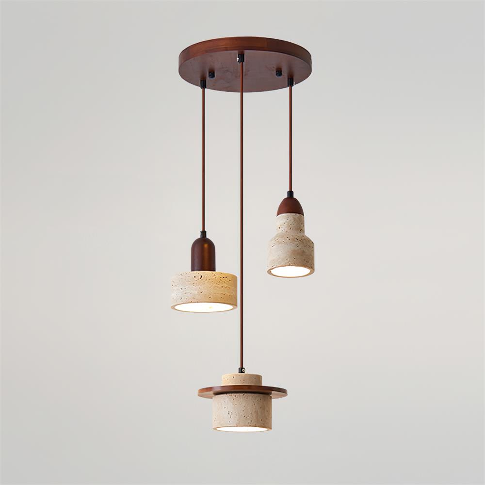Lunara Multi-Light Pendant Lamp Set Travertine - Lamp Copper