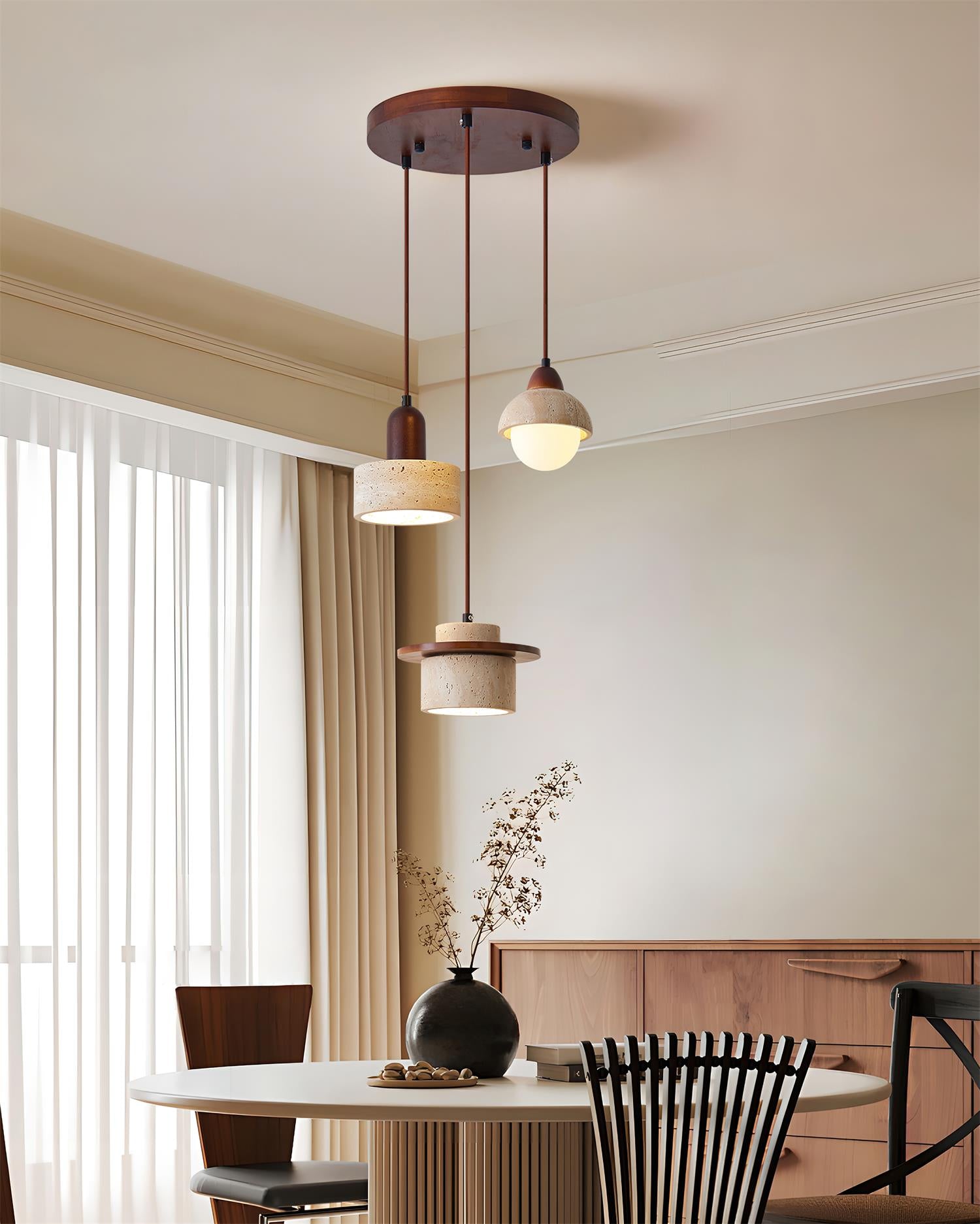 Lunara Multi-Light Pendant Lamp Set Travertine - Lamp Copper